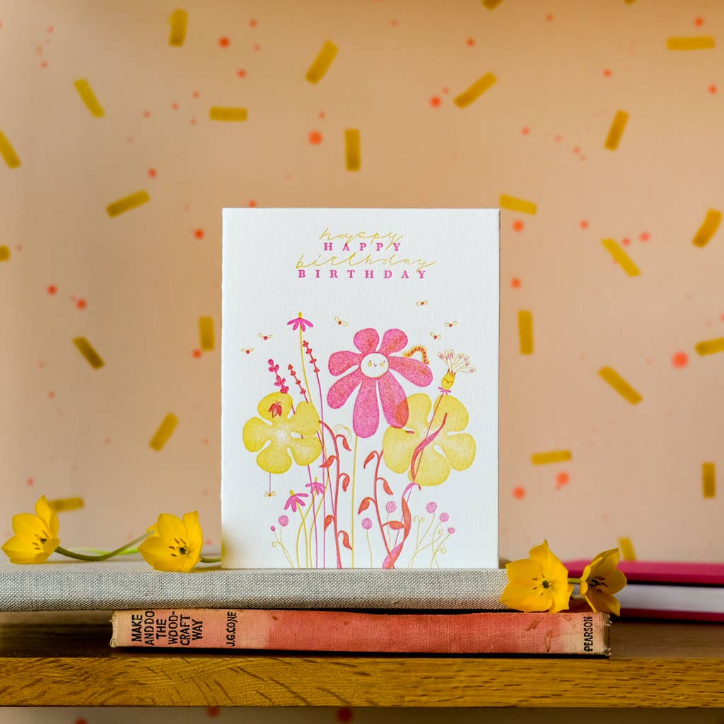 Homework Letterpress Flower Bunch Birthday Card