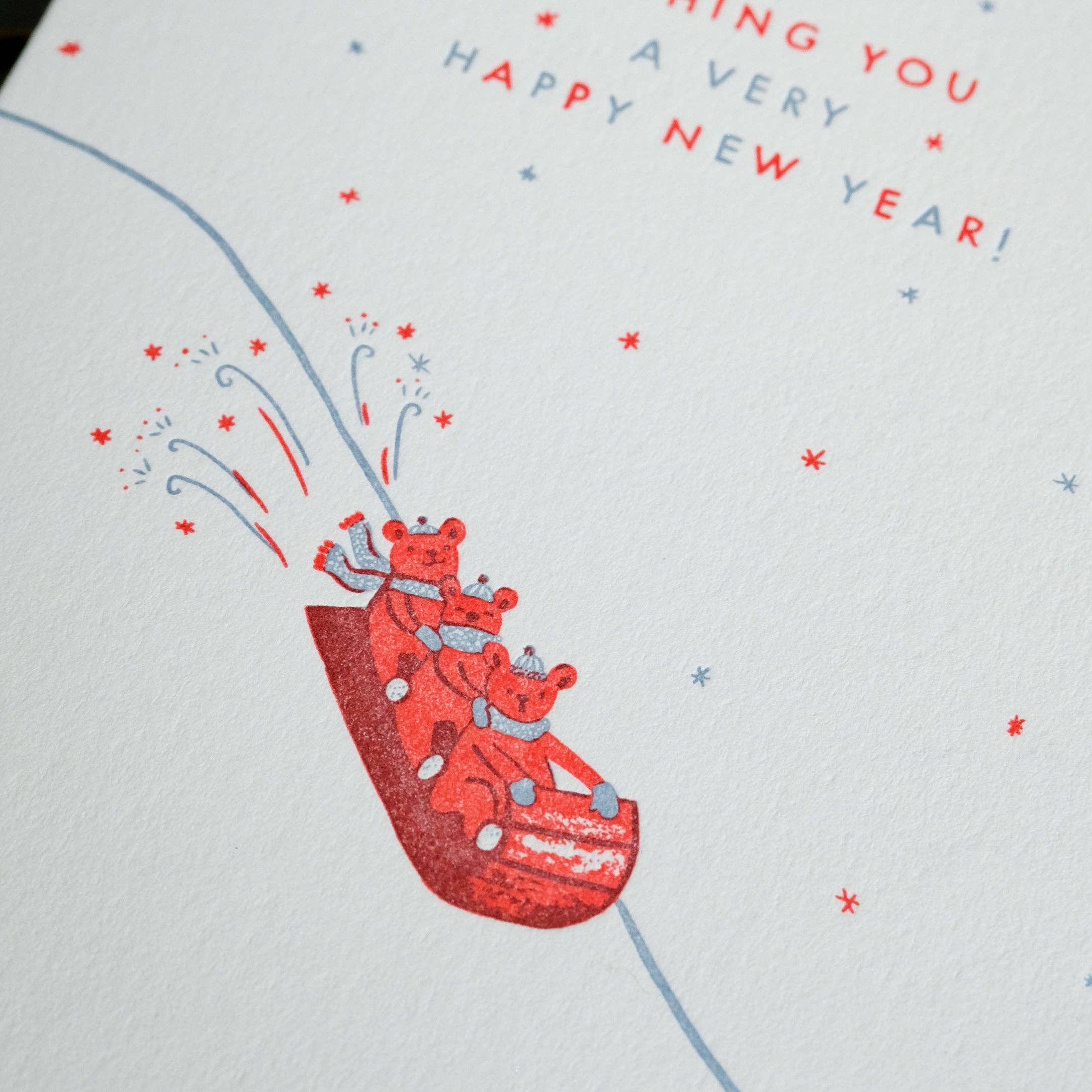 Homework Letterpress New Year Sled Holiday Card