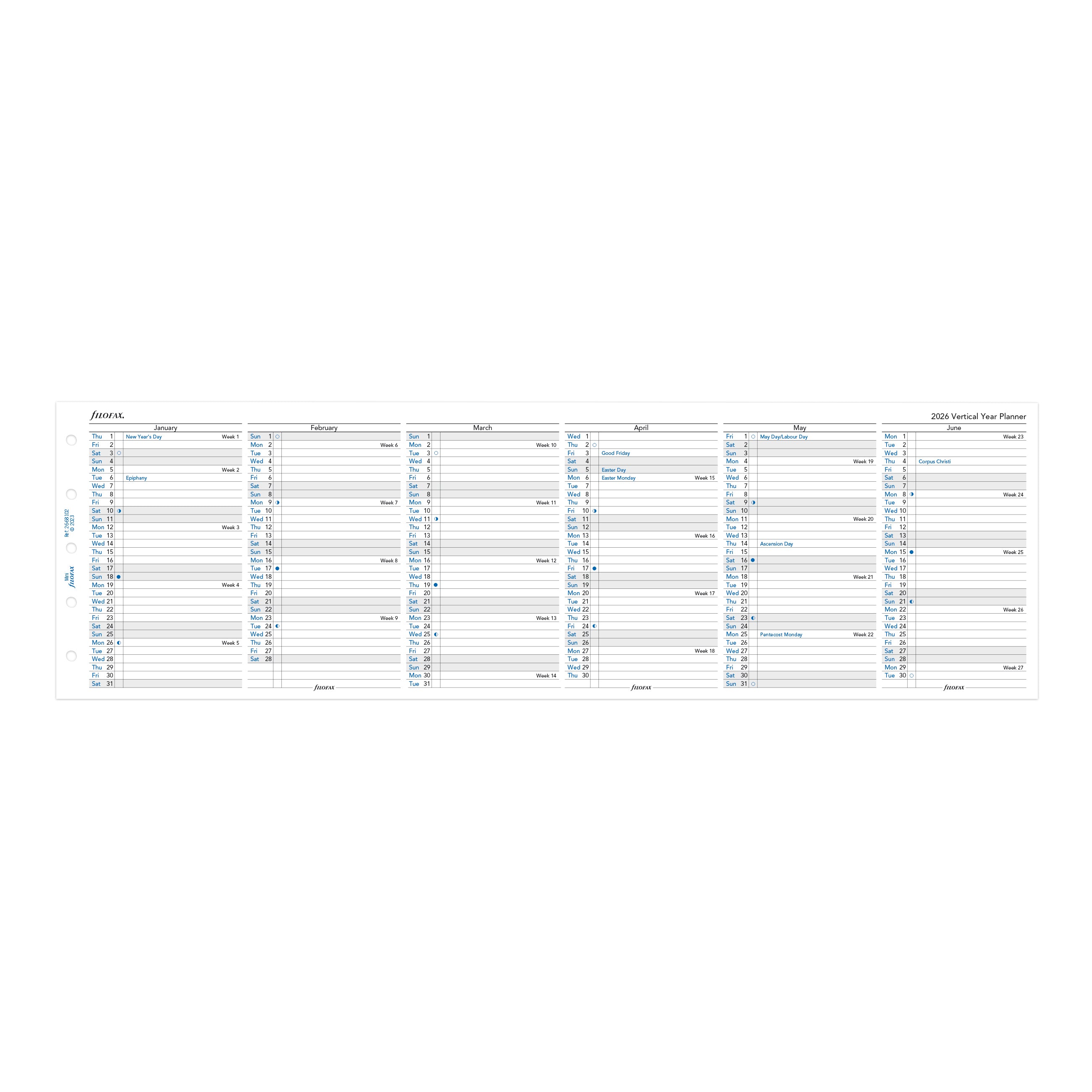 Filofax Mini Vertical Year Planner 2026