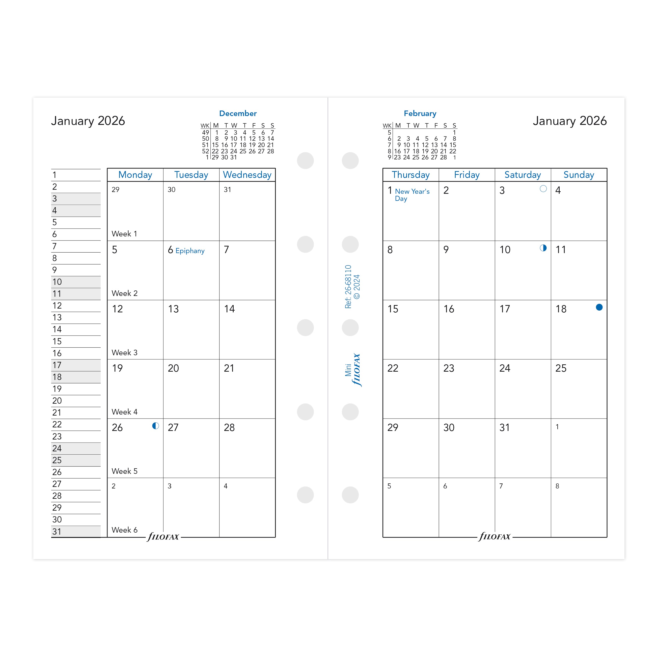 Filofax Mini Month on Two Pages 2026