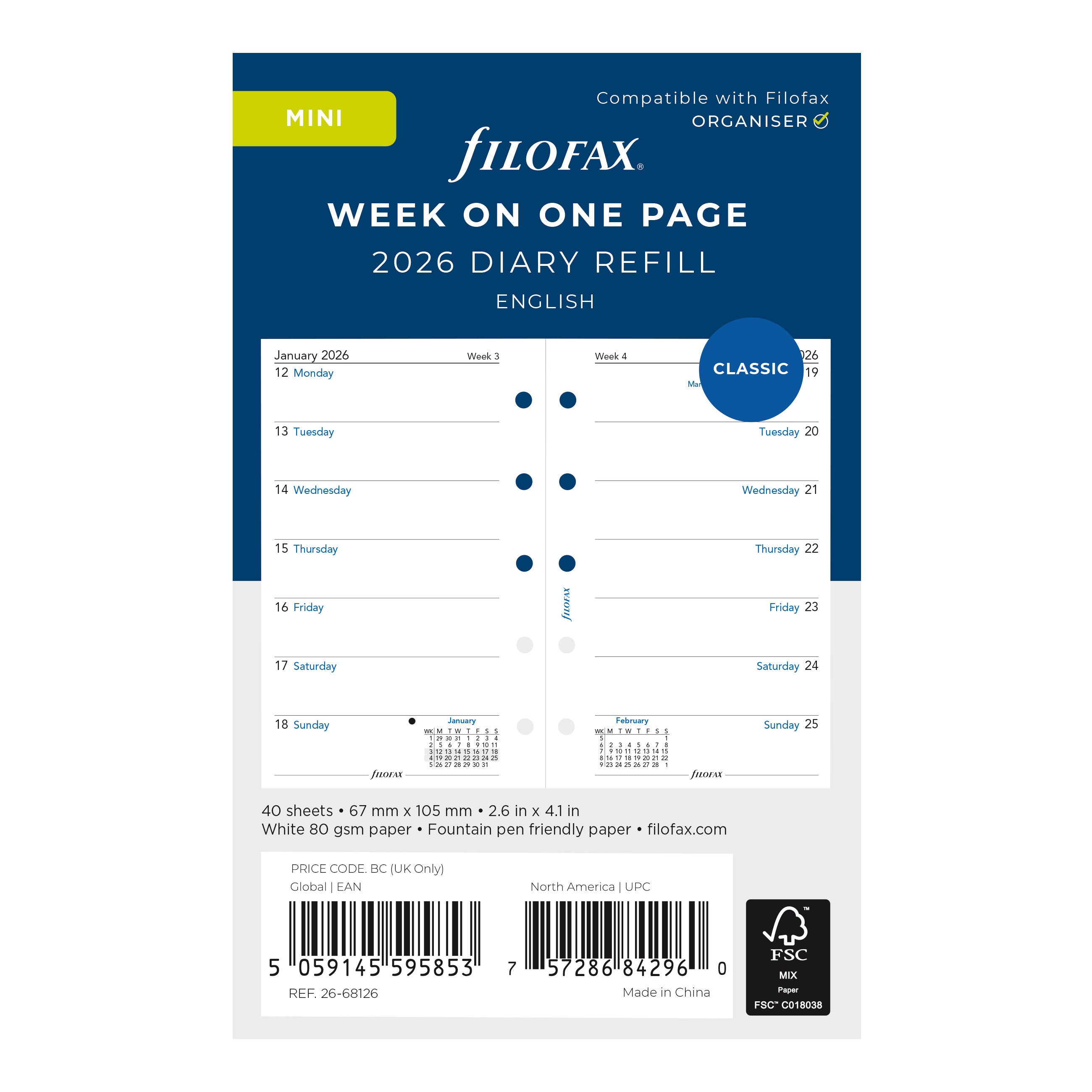 Filofax Mini Week On One Page 2026