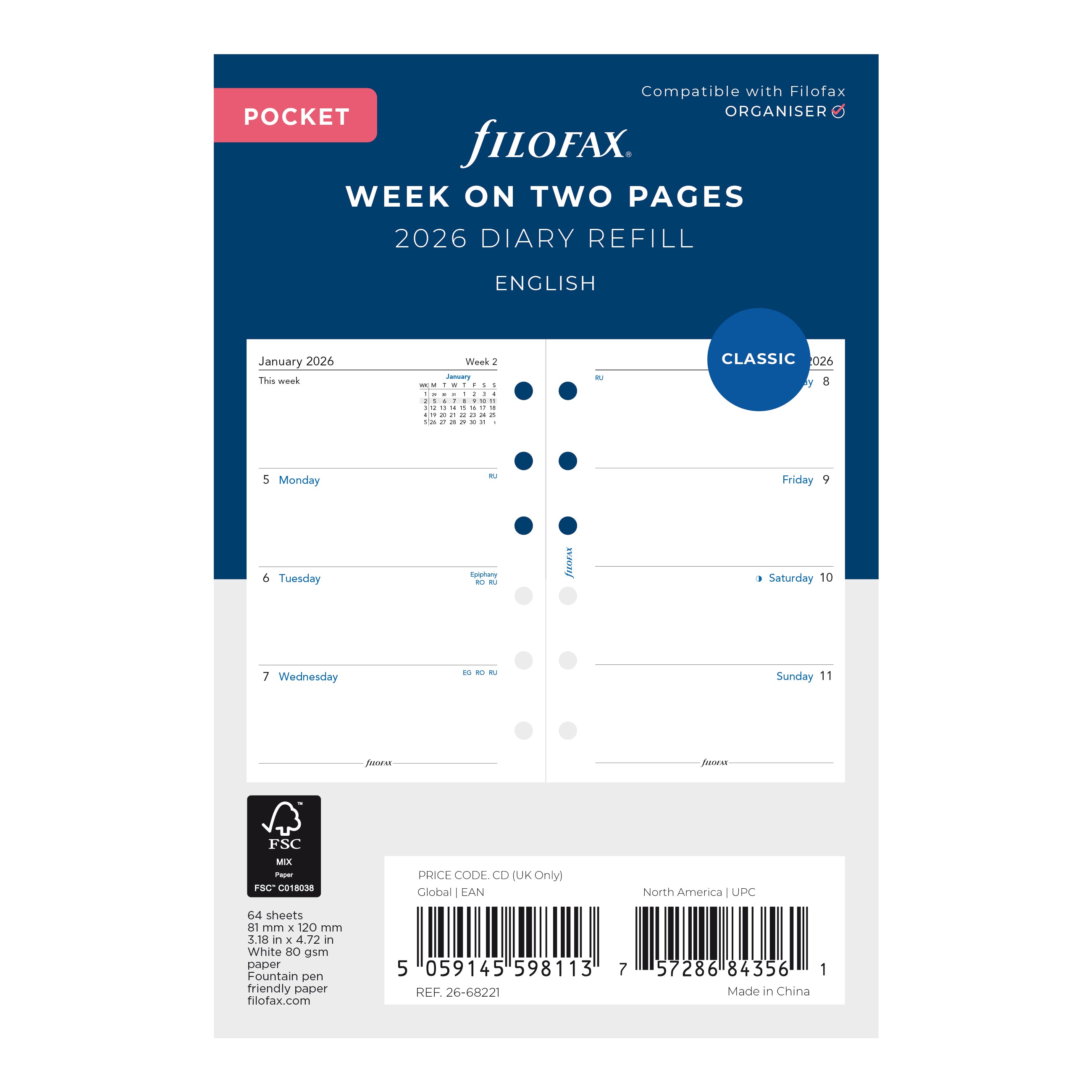 Filofax Pocket Week on Two Pages 2026