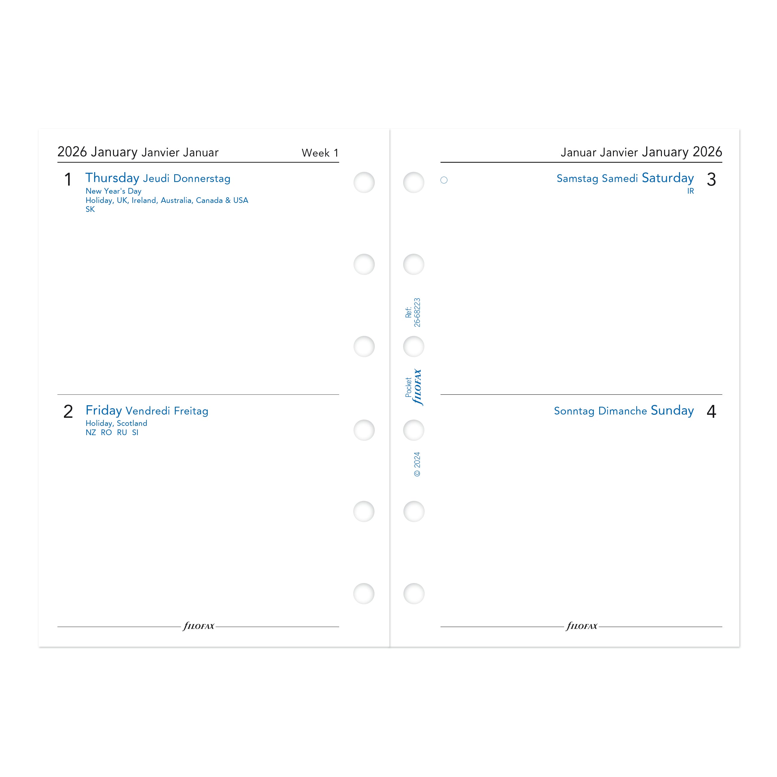 Filofax Pocket Two Days on One Page 2026