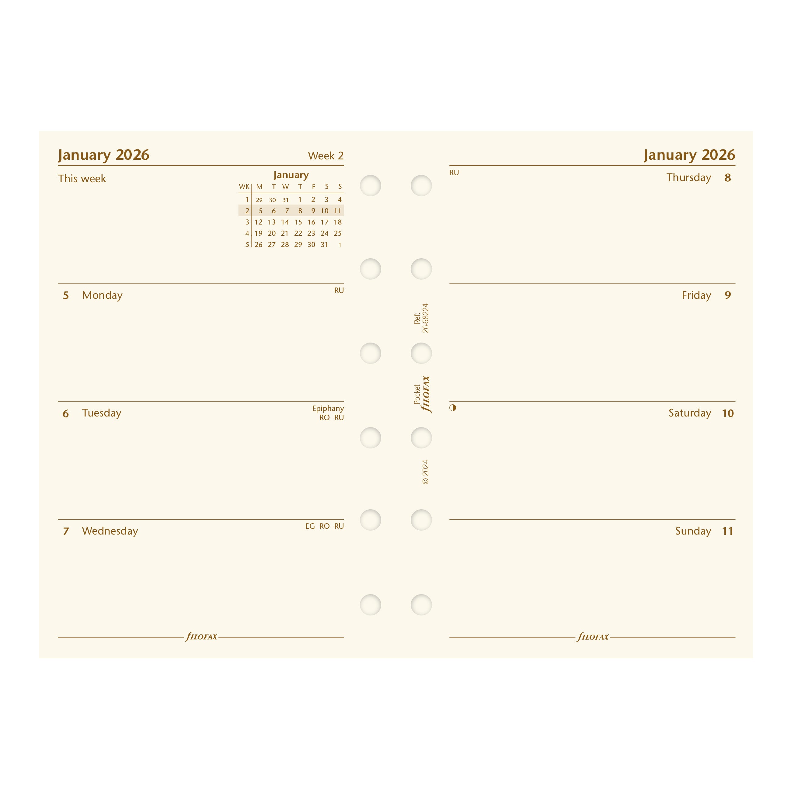Filofax Pocket Week on Two Pages Cotton Cream 2026