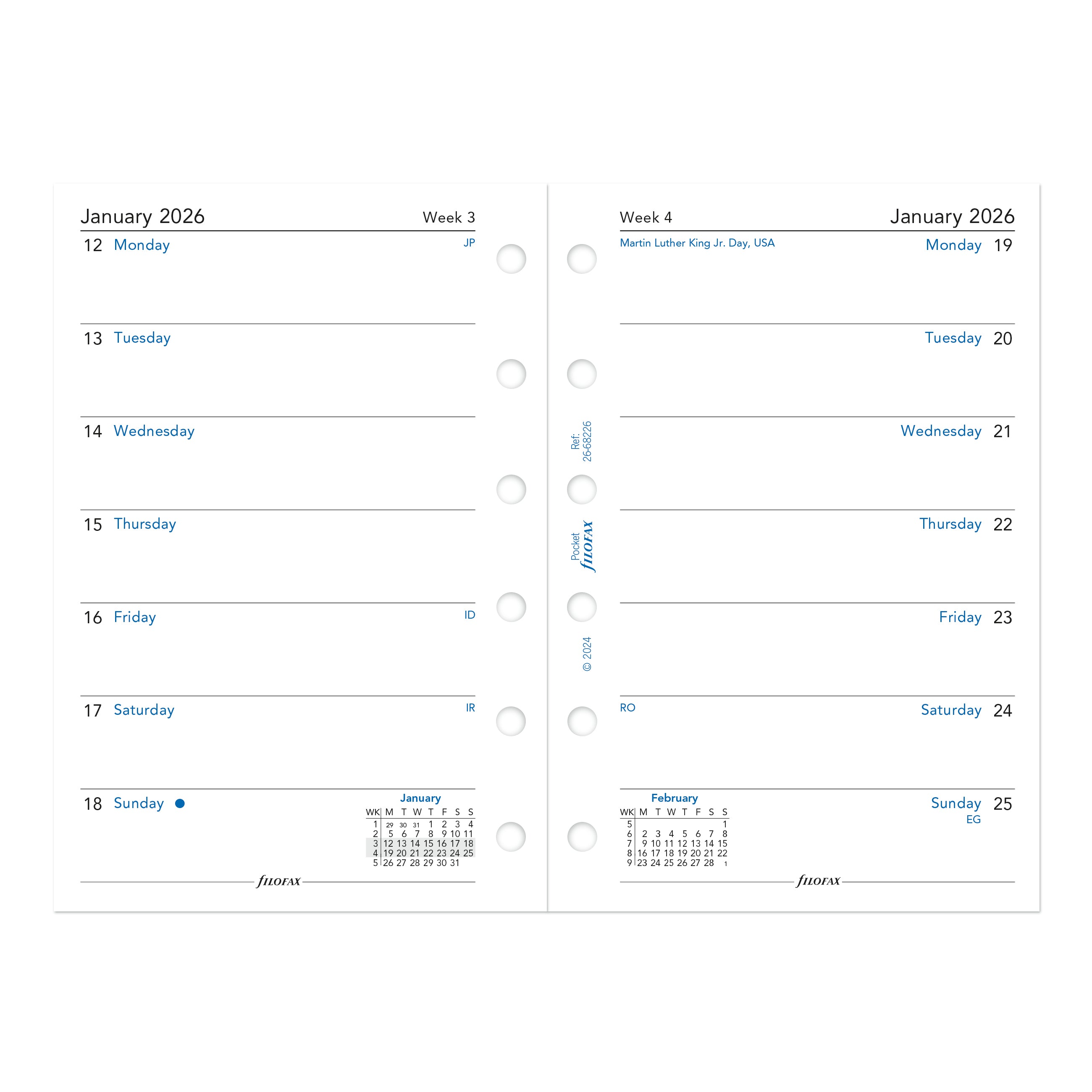 Filofax Pocket Week on One Page 2026