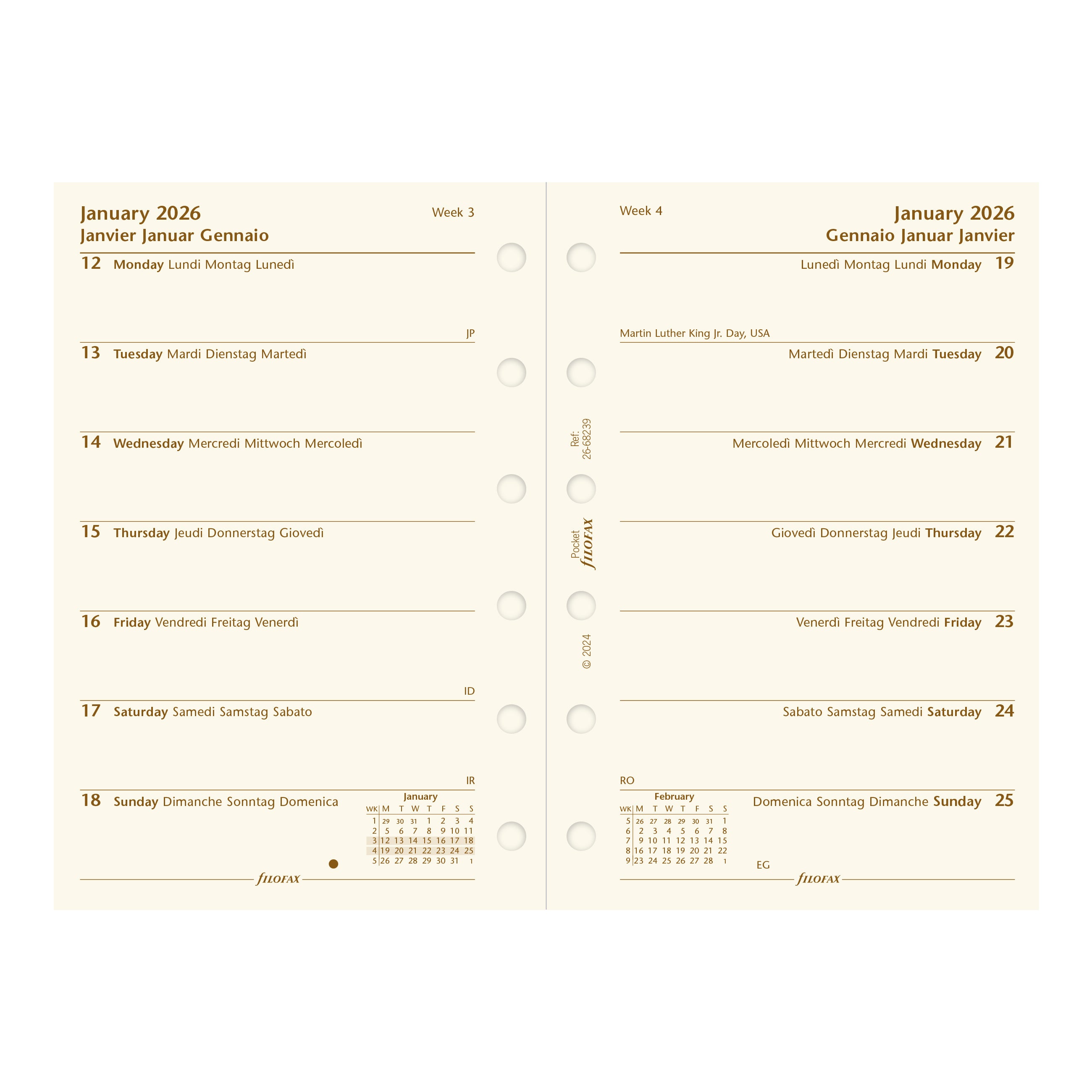 Filofax Pocket Week on One Page Cotton Cream 2026