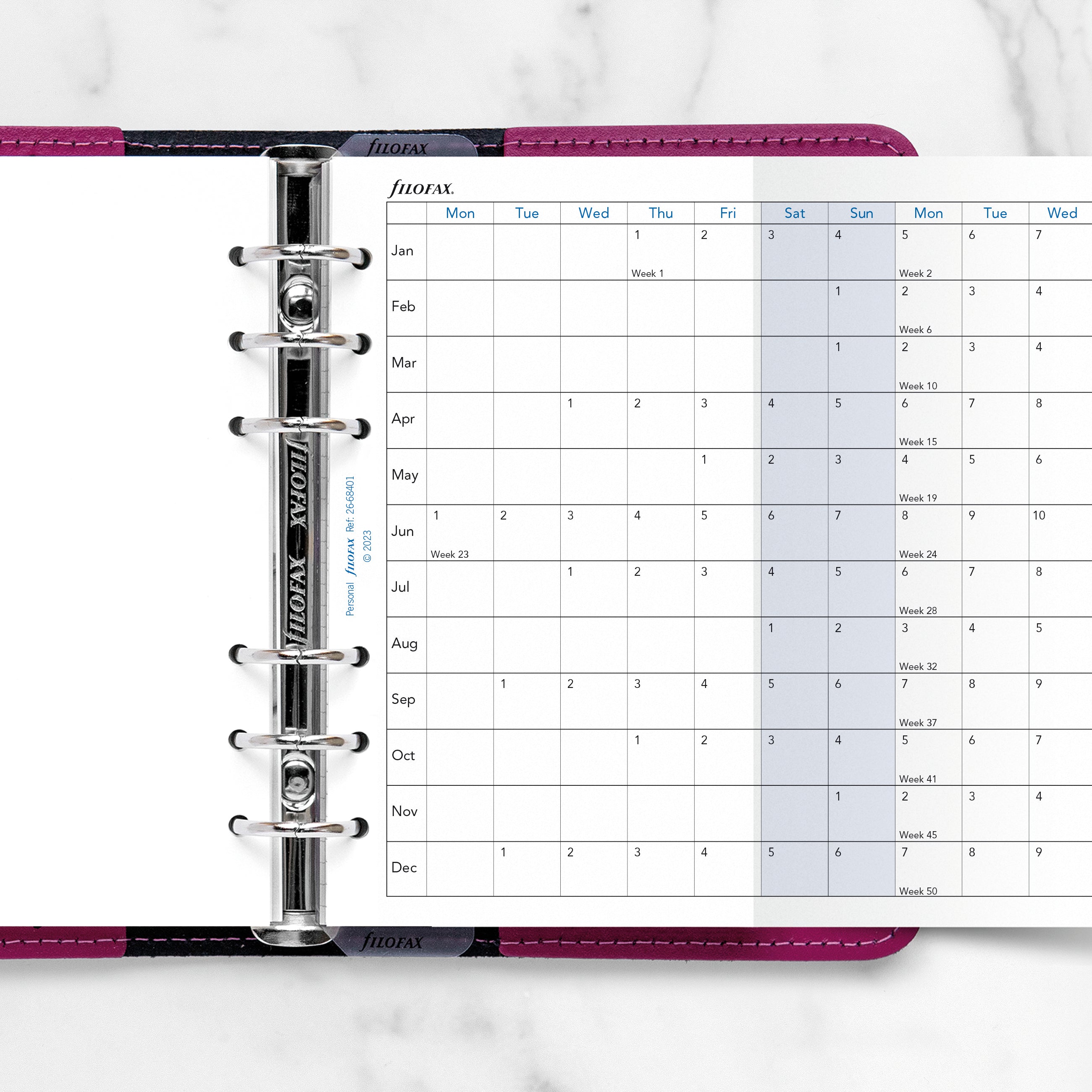 Filofax Personal Horizontal Year Planner 2026