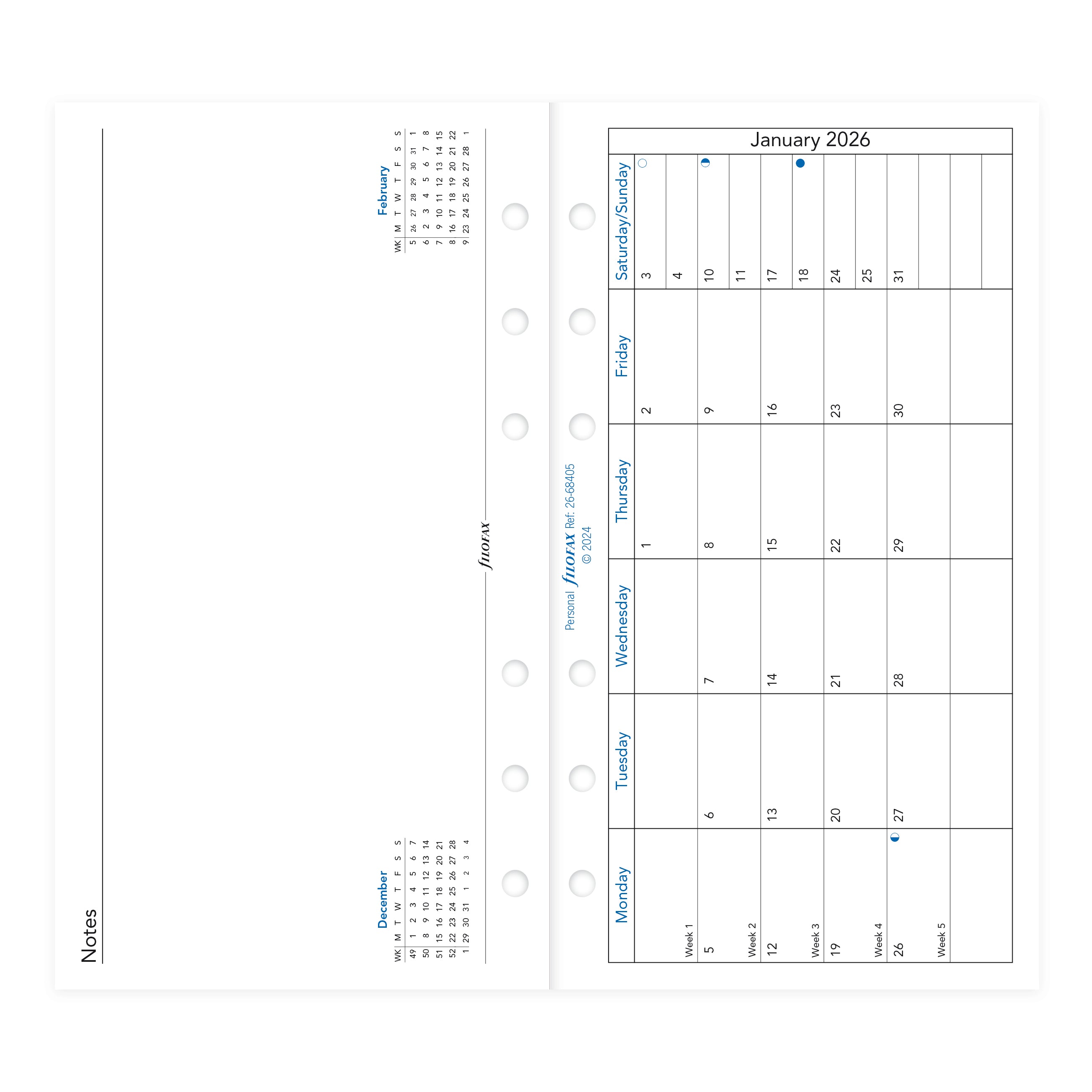 Filofax Personal Month on One Page 2026