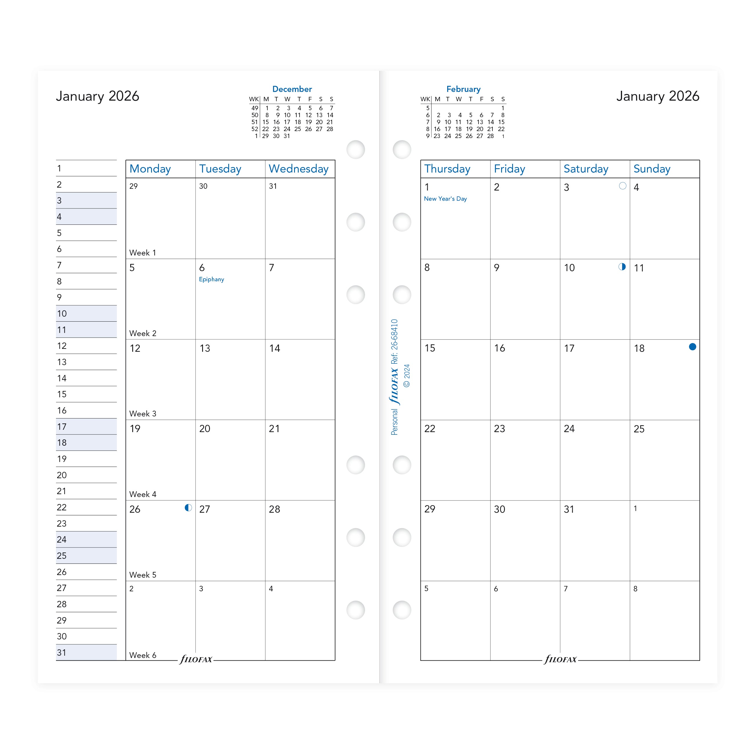 Filofax Personal Month on Two Pages 2026