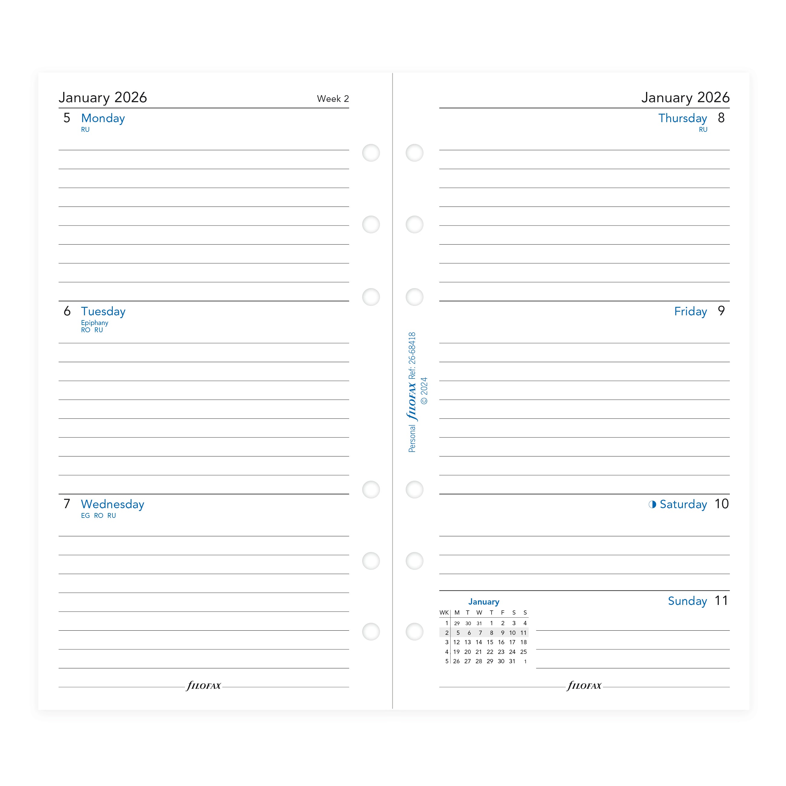 Filofax Personal Week on Two Pages Lined 2026