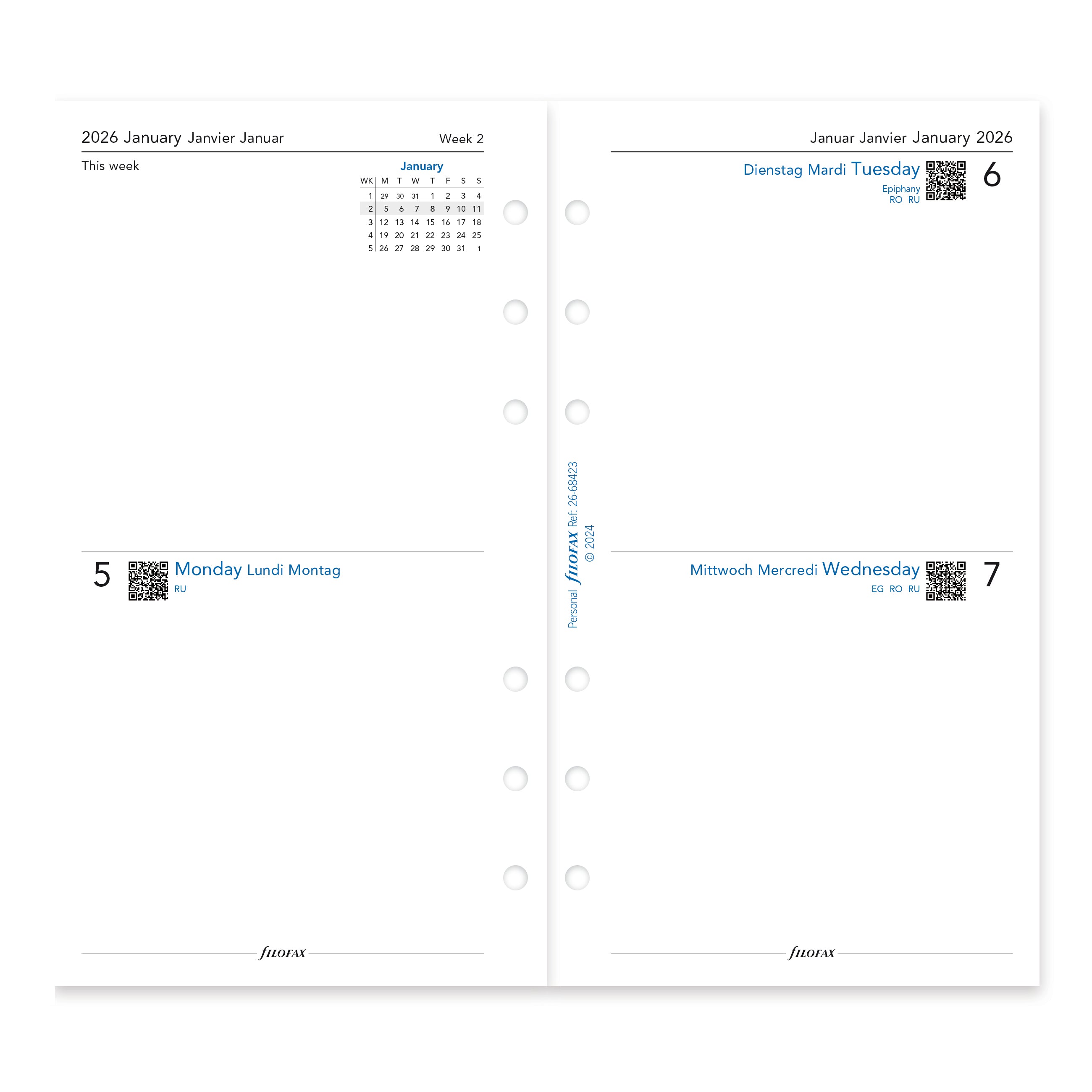 Filofax Personal Two Days on One Page 2026
