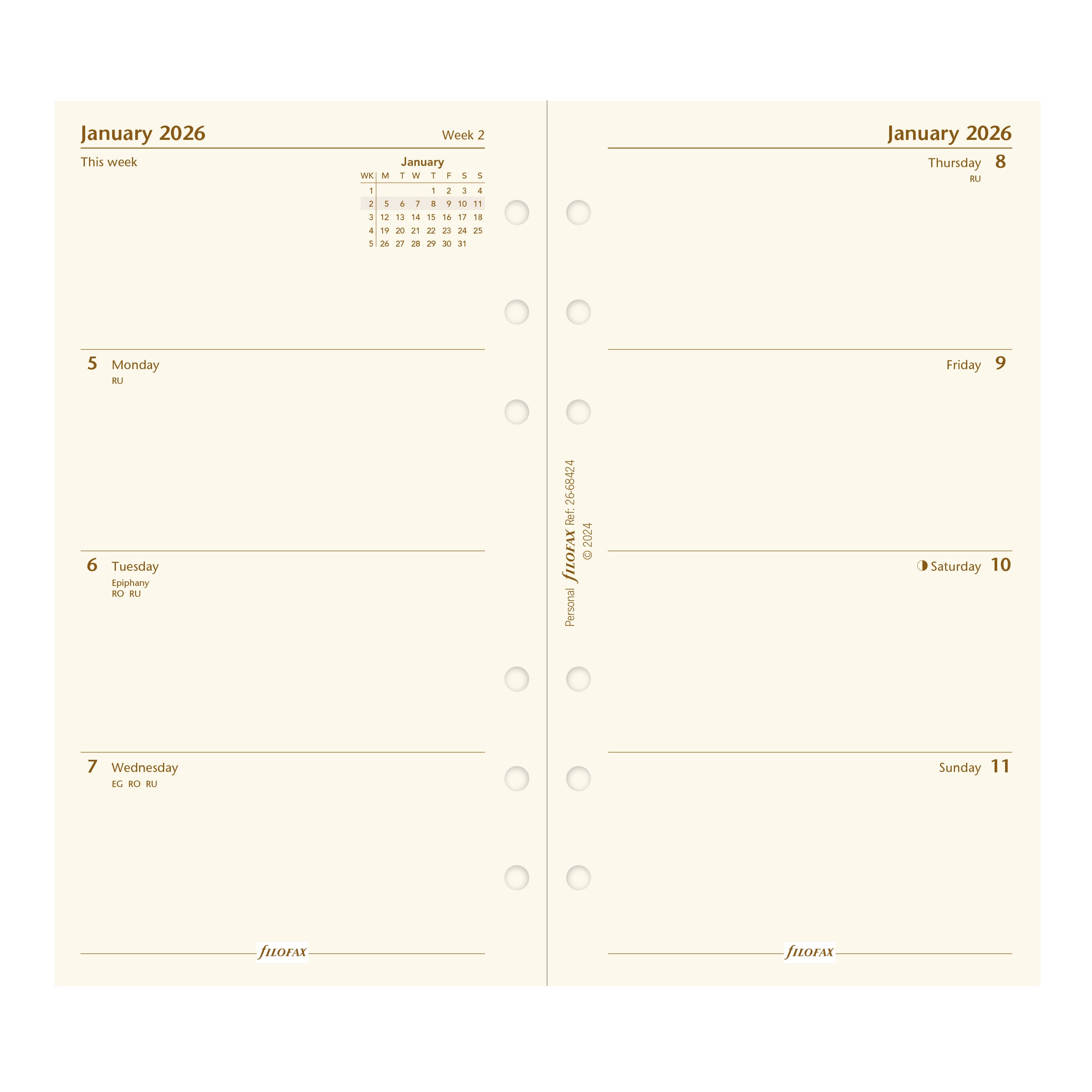 Filofax Personal Week on Two Pages Cotton Cream 2026