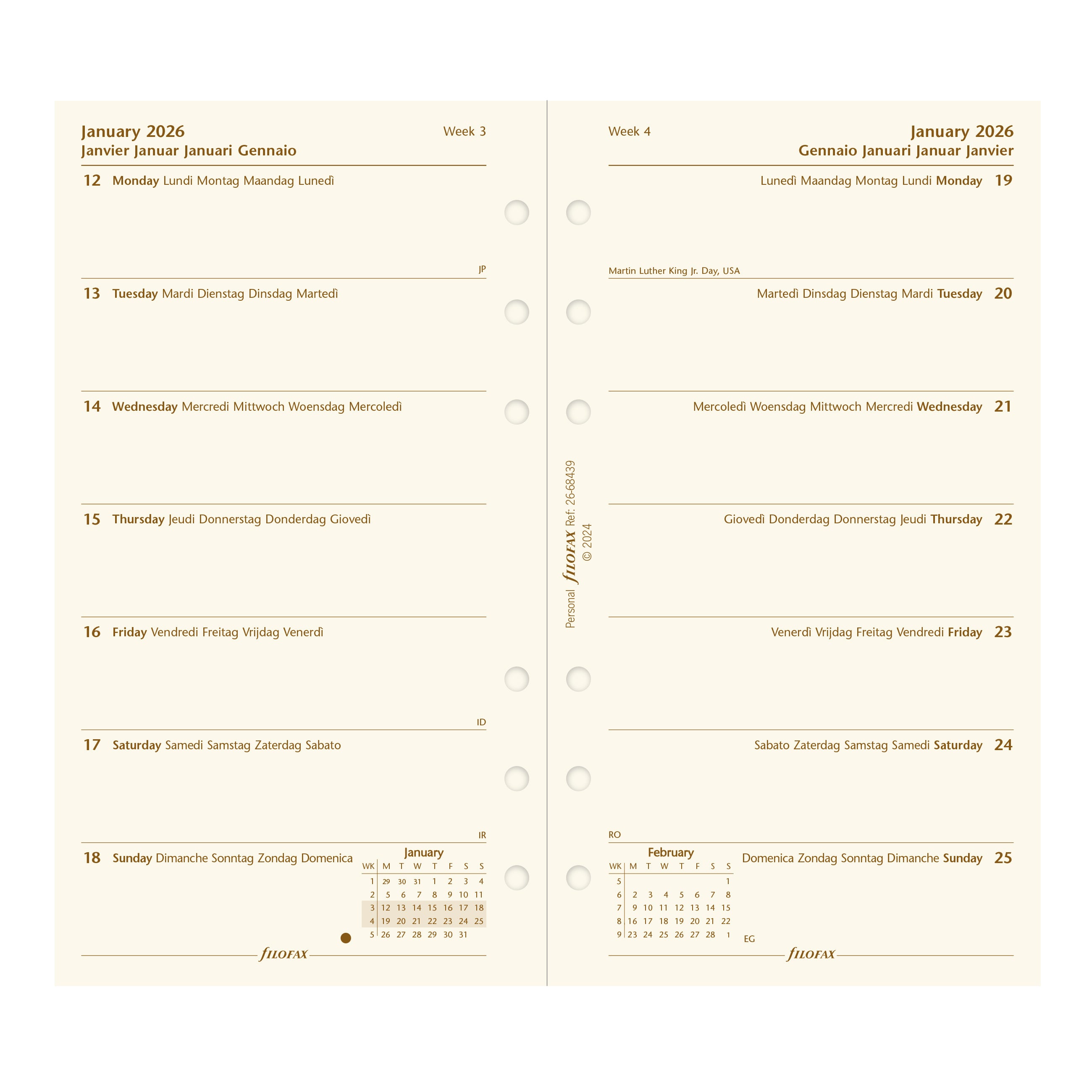 Filofax Personal Week on One Page Cotton Cream 2026