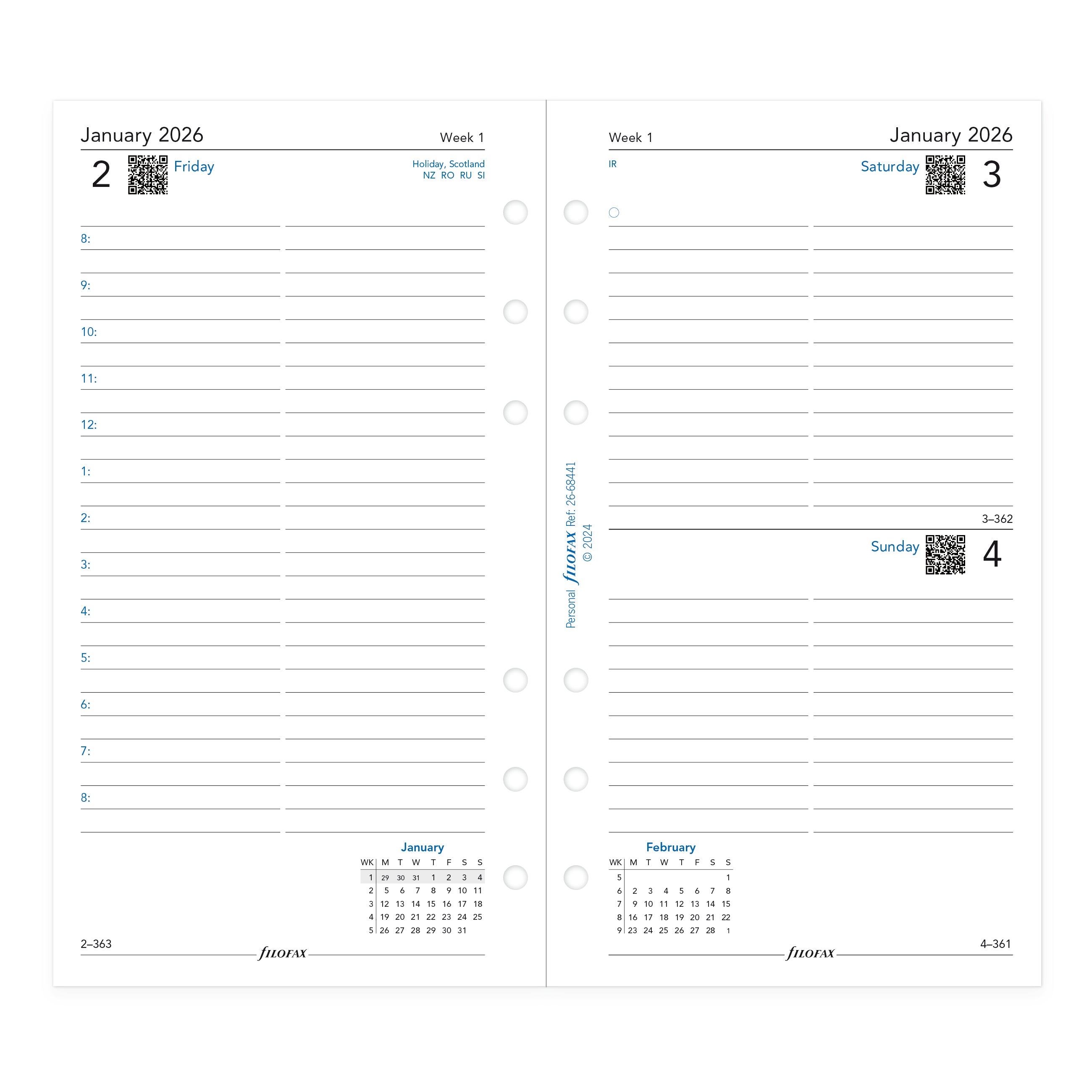 Filofax Personal One Day on a Page 2026