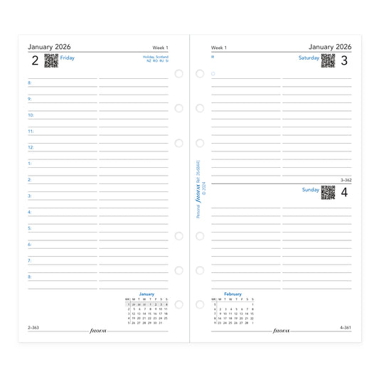 Filofax Personal One Day on a Page 2026