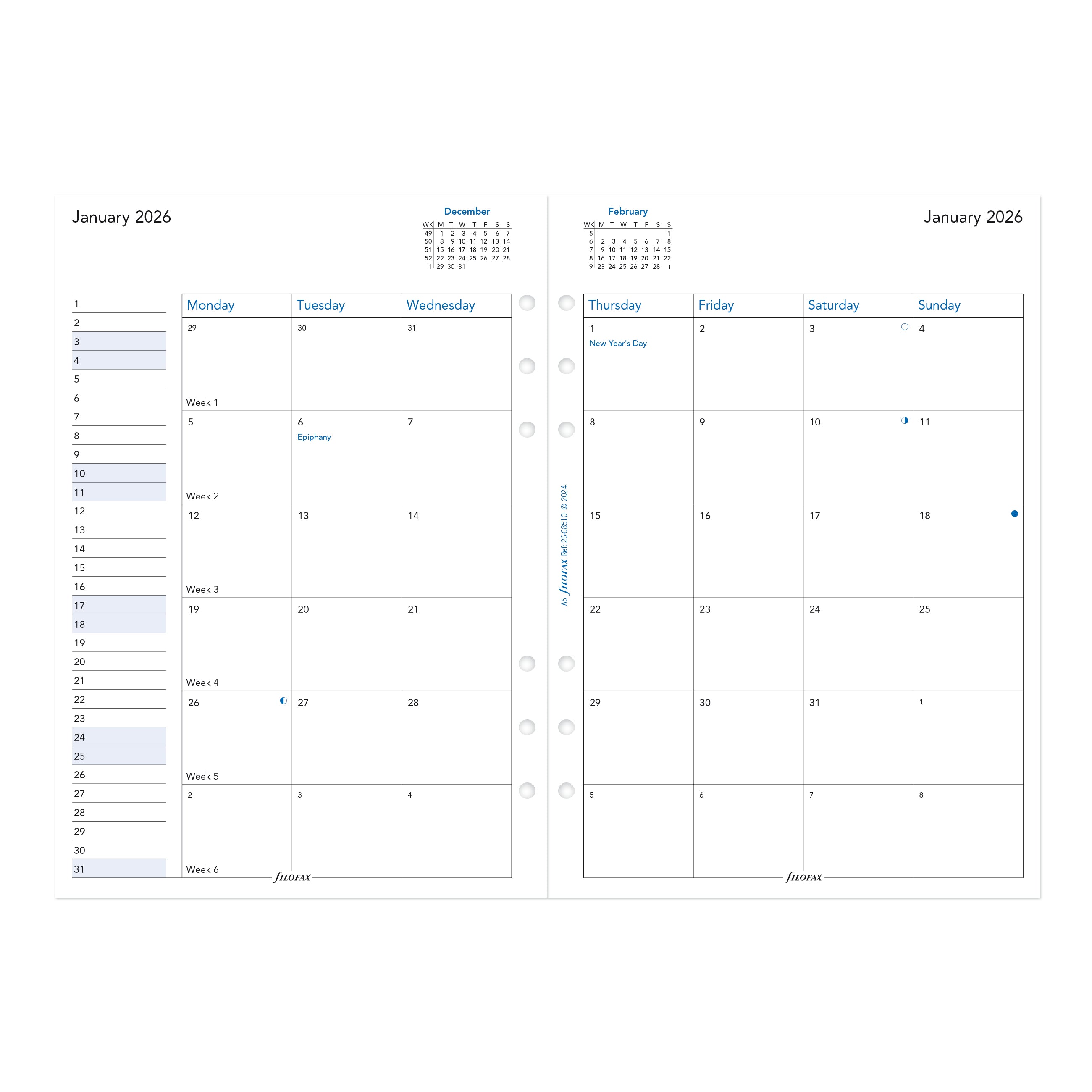 Filofax A5 Month on Two Pages 2026