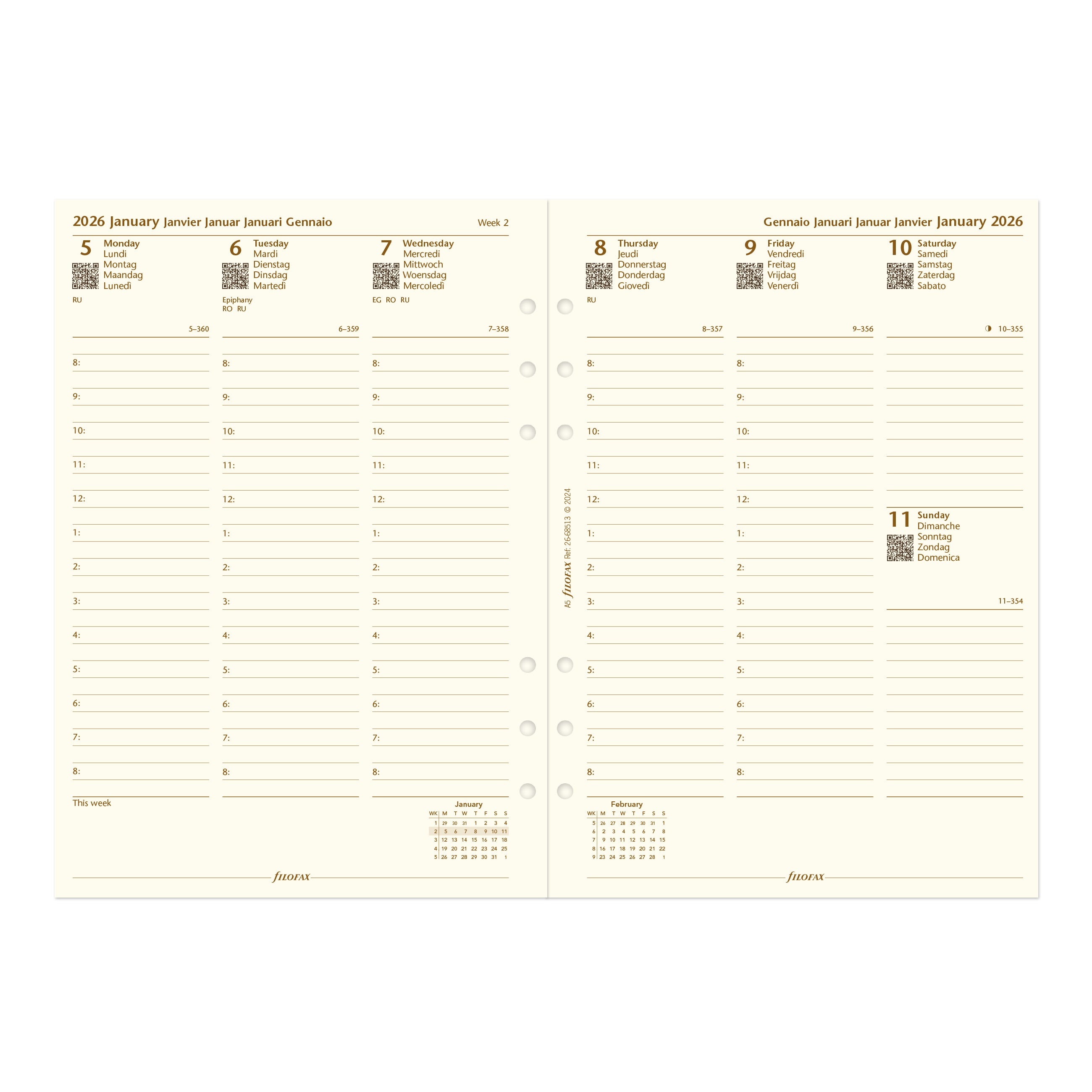 Filofax A5 Week on Two Pages Cotton Cream 2026