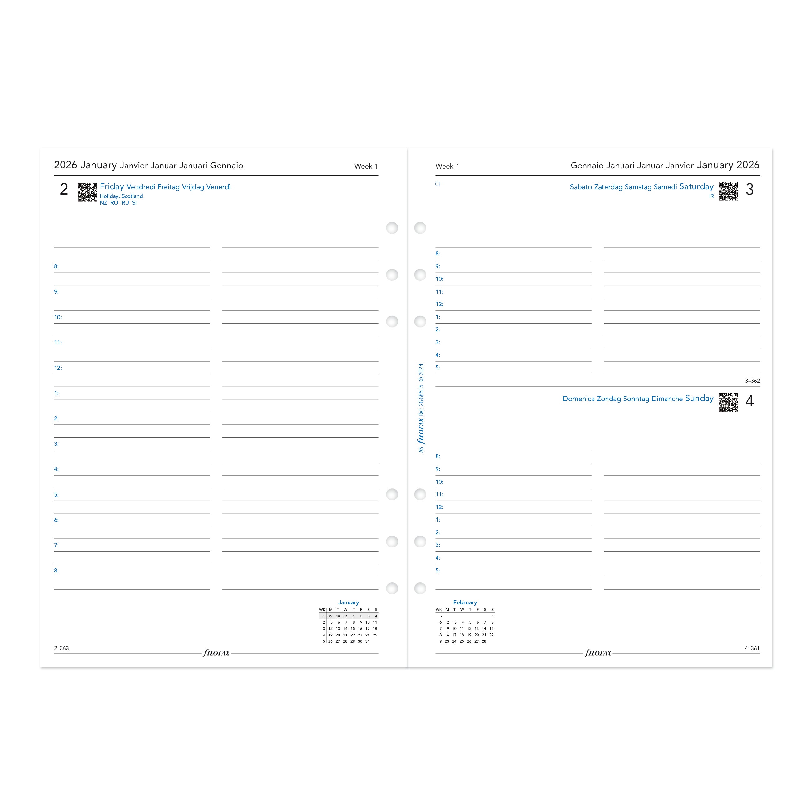 Filofax A5 One Day on a Page 2026