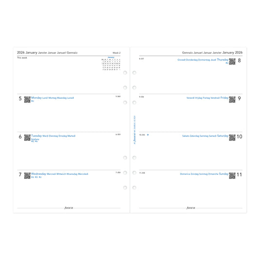 Filofax A5 Week on Two Pages Multilanguage 2026