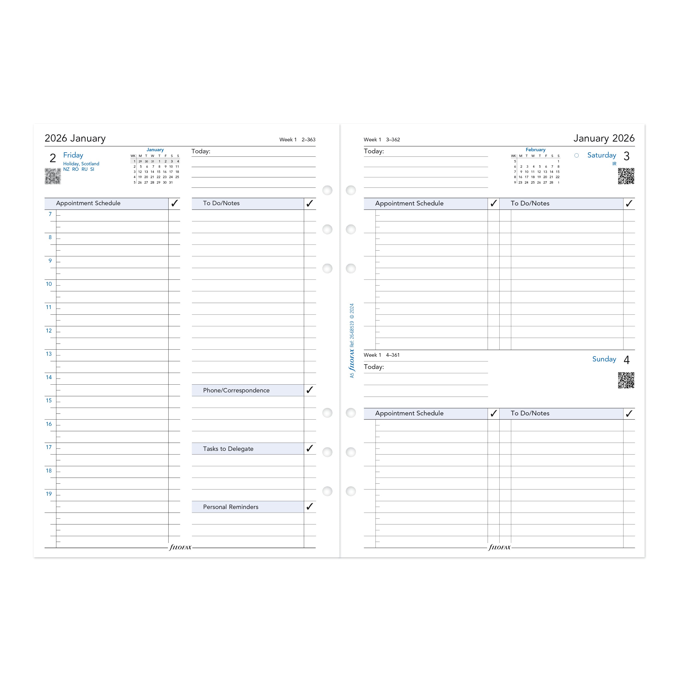 Filofax A5 Business One Day on a Page 2026