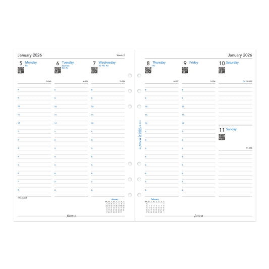 Filofax A5 Week on Two Pages with Appointment Times 2026