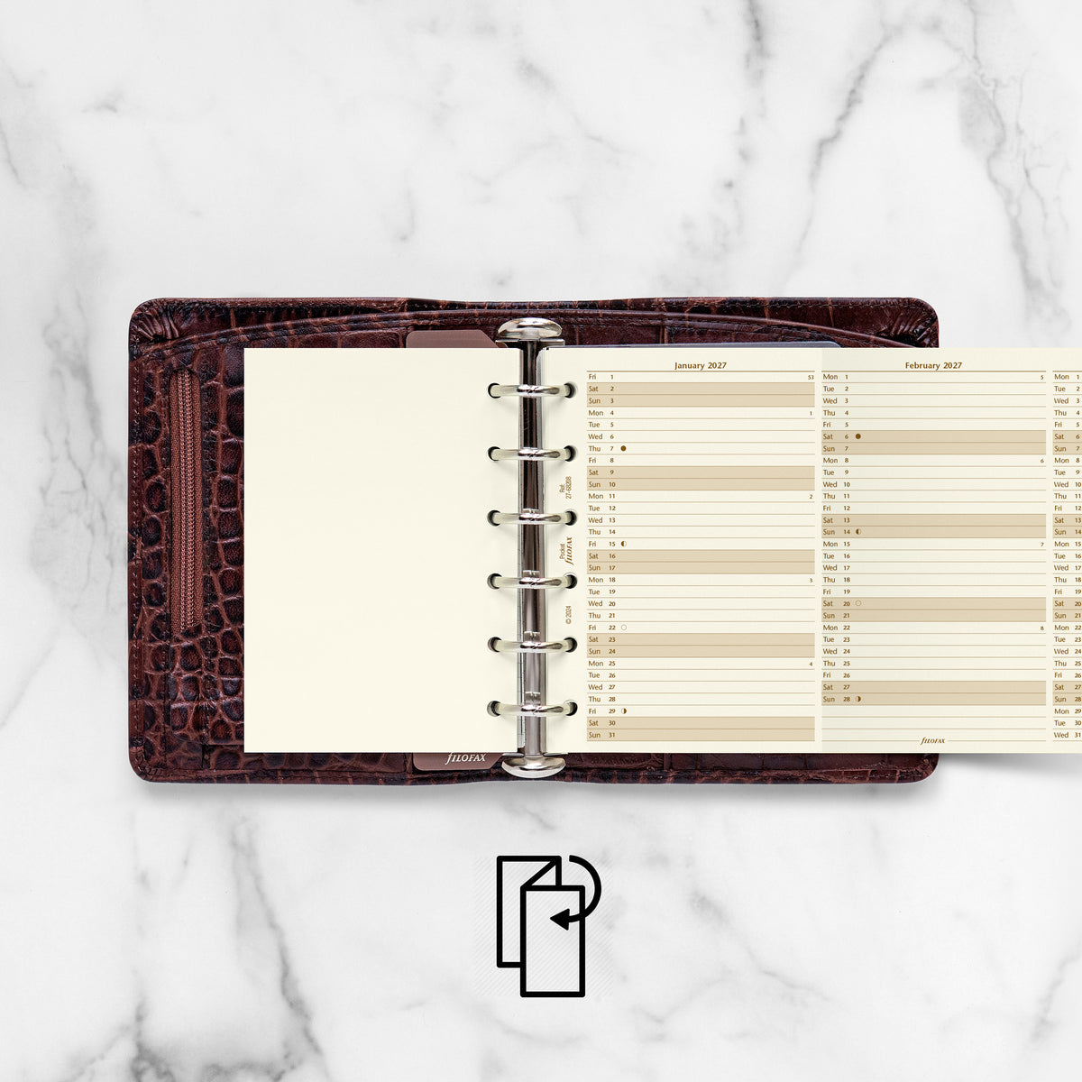 Filofax Pocket Vertical Year Planner Cotton Cream 2027