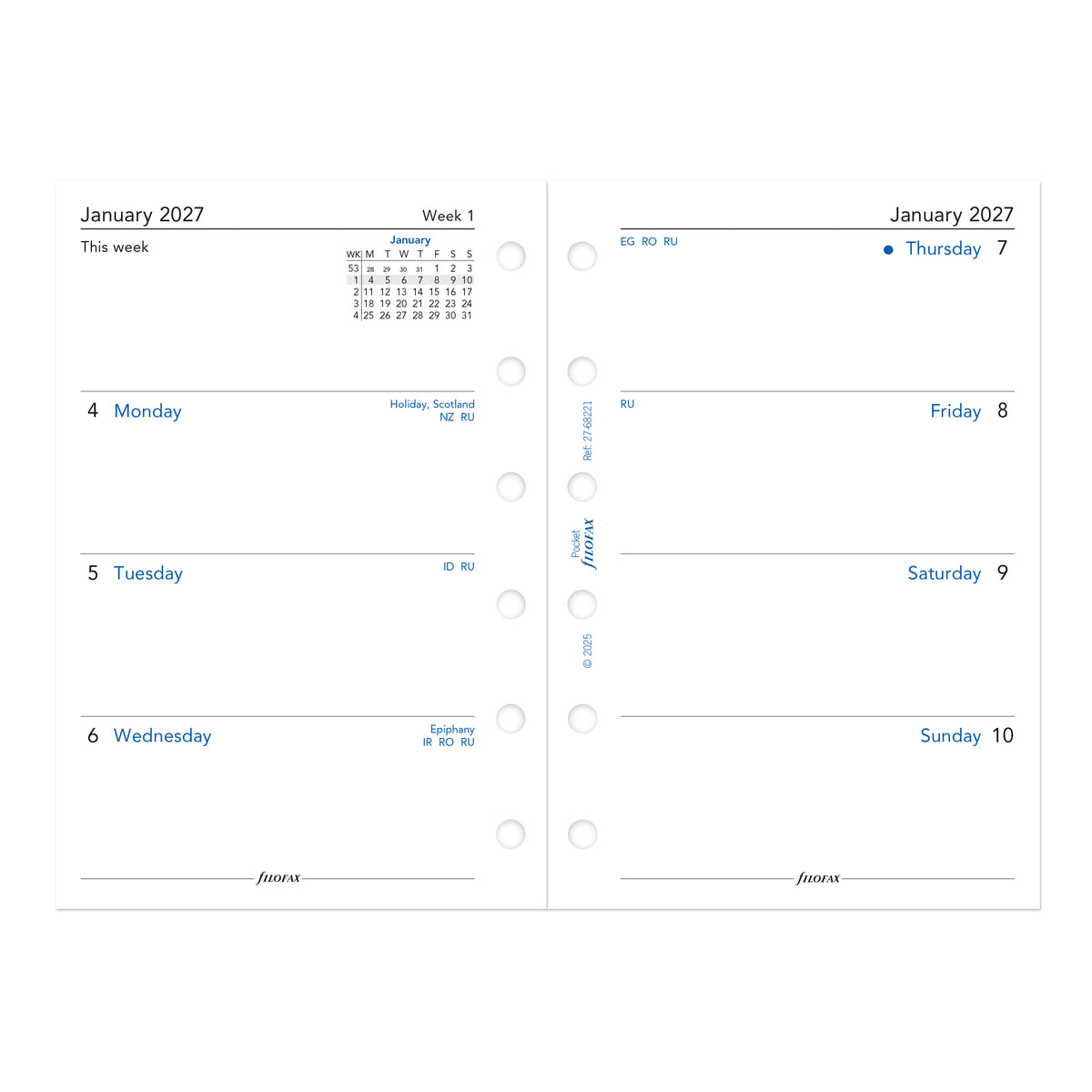 Filofax Pocket Week on Two Pages 2027