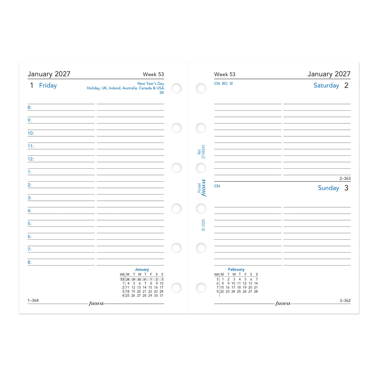 Filofax Pocket One Day on a Page 2027