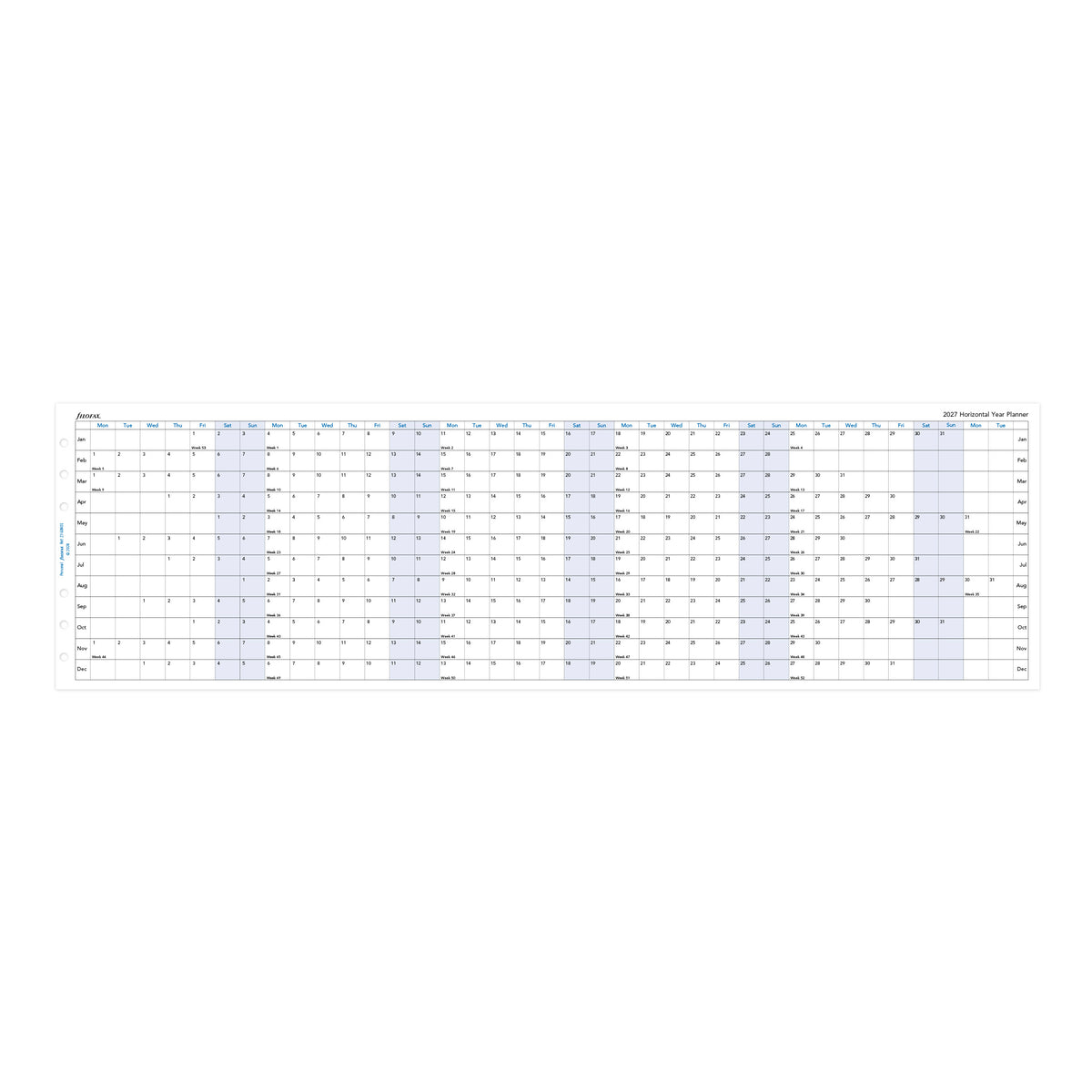 Filofax Personal Horizontal Year Planner 2027