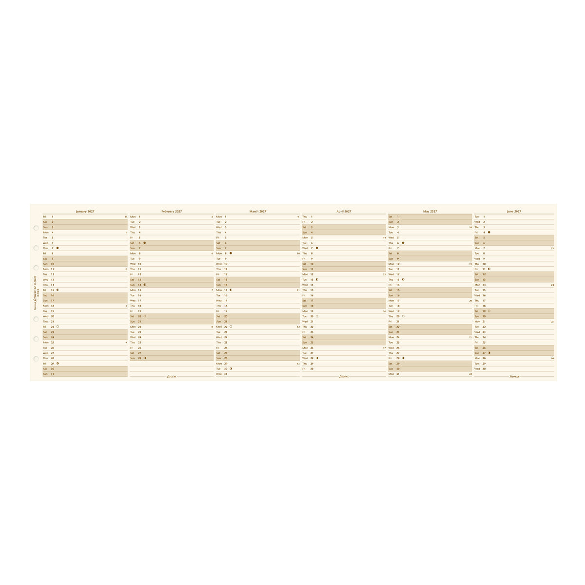 Filofax Personal Vertical Year Planner Cotton Cream 2027