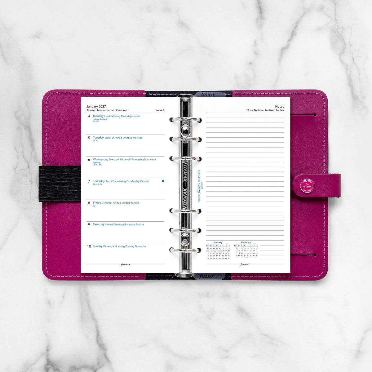 Filofax Personal Week on One Page with Notes 2027