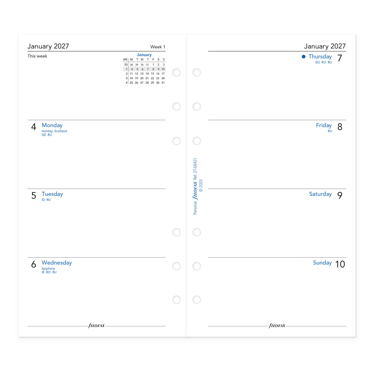 Filofax Personal Week on Two Pages 2027