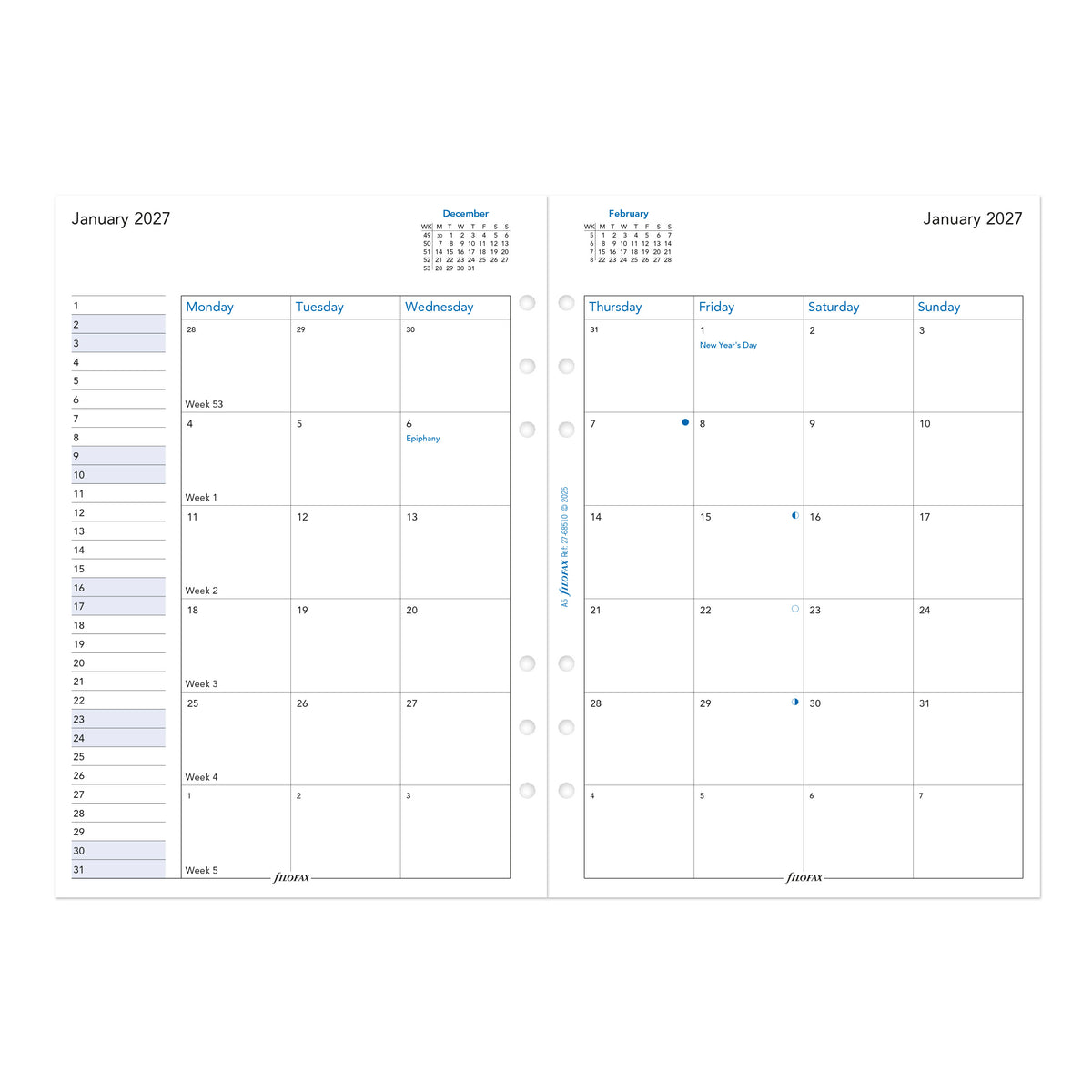 Filofax A5 Month on Two Pages 2027