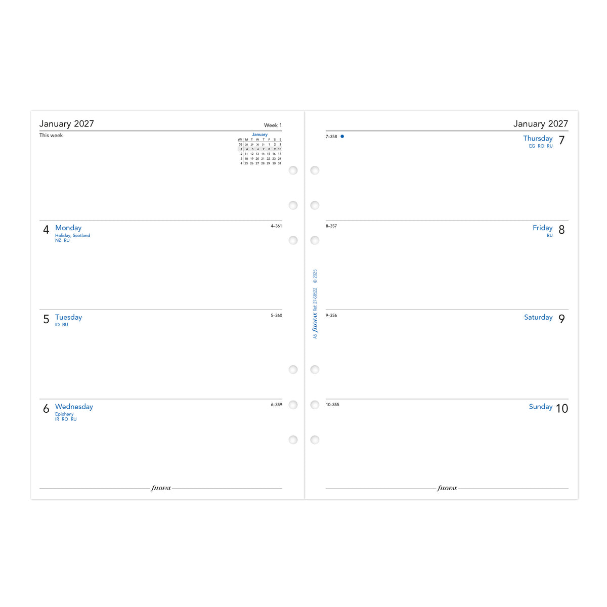 Filofax A5 Week on Two Pages English 2027