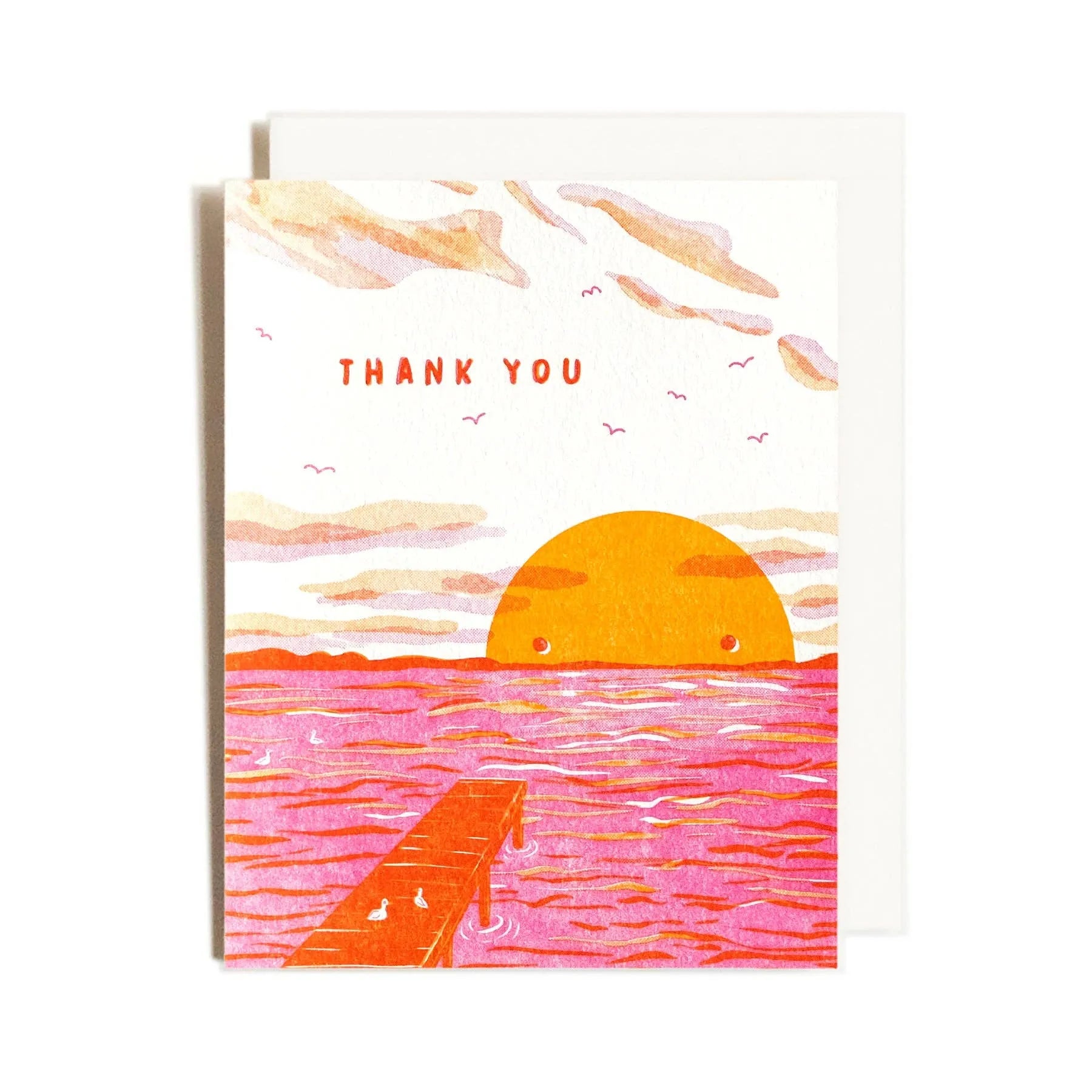 Homework Letterpress Thank You Sunset Card