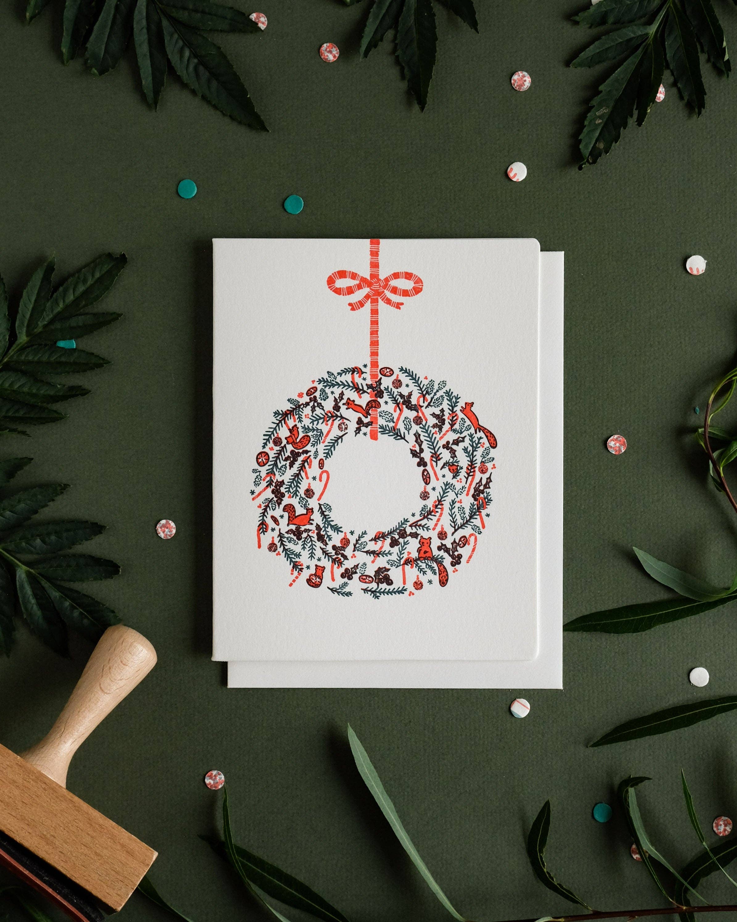 Homework Letterpress Wreath Holiday Card