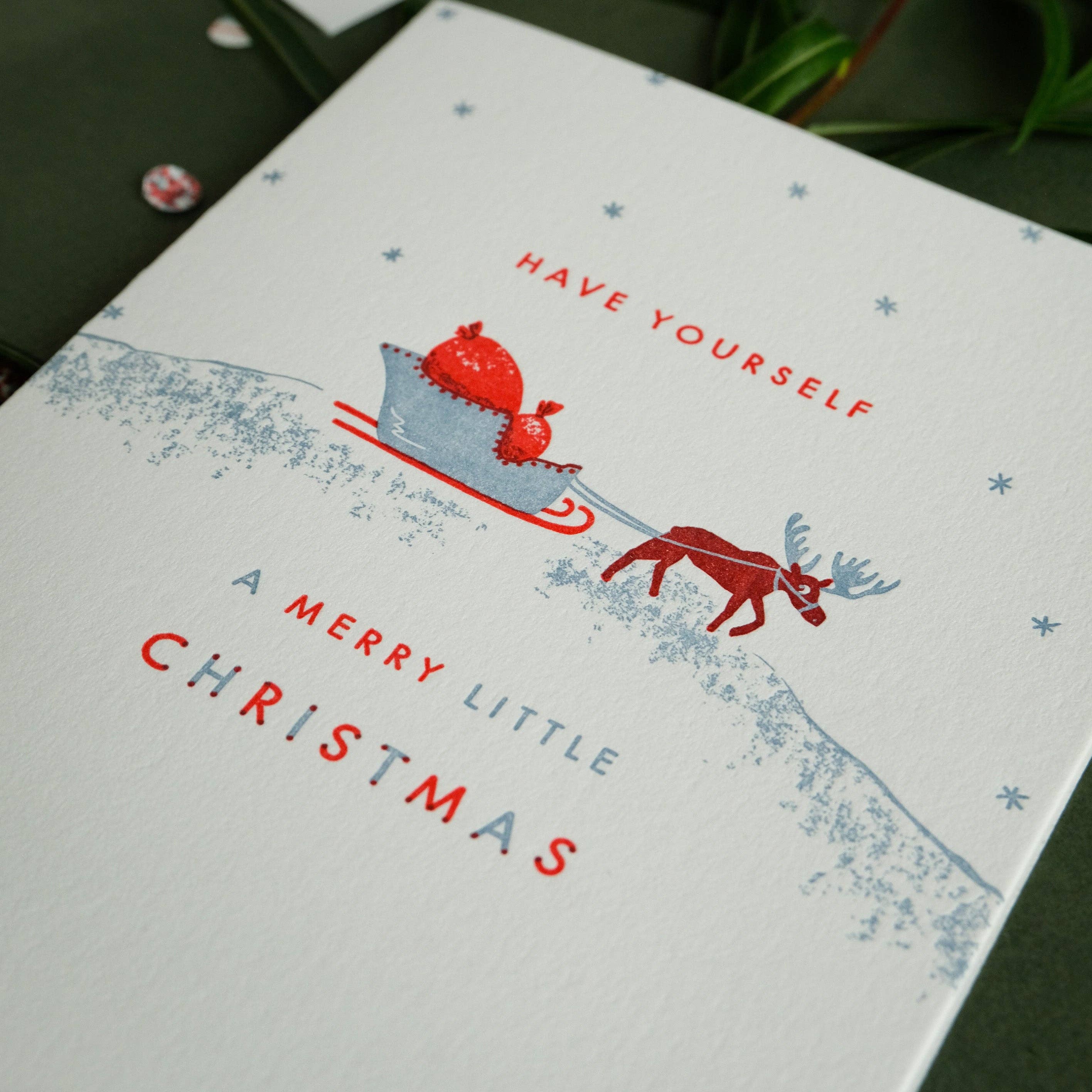 Homework Letterpress Little Christmas Moose Card