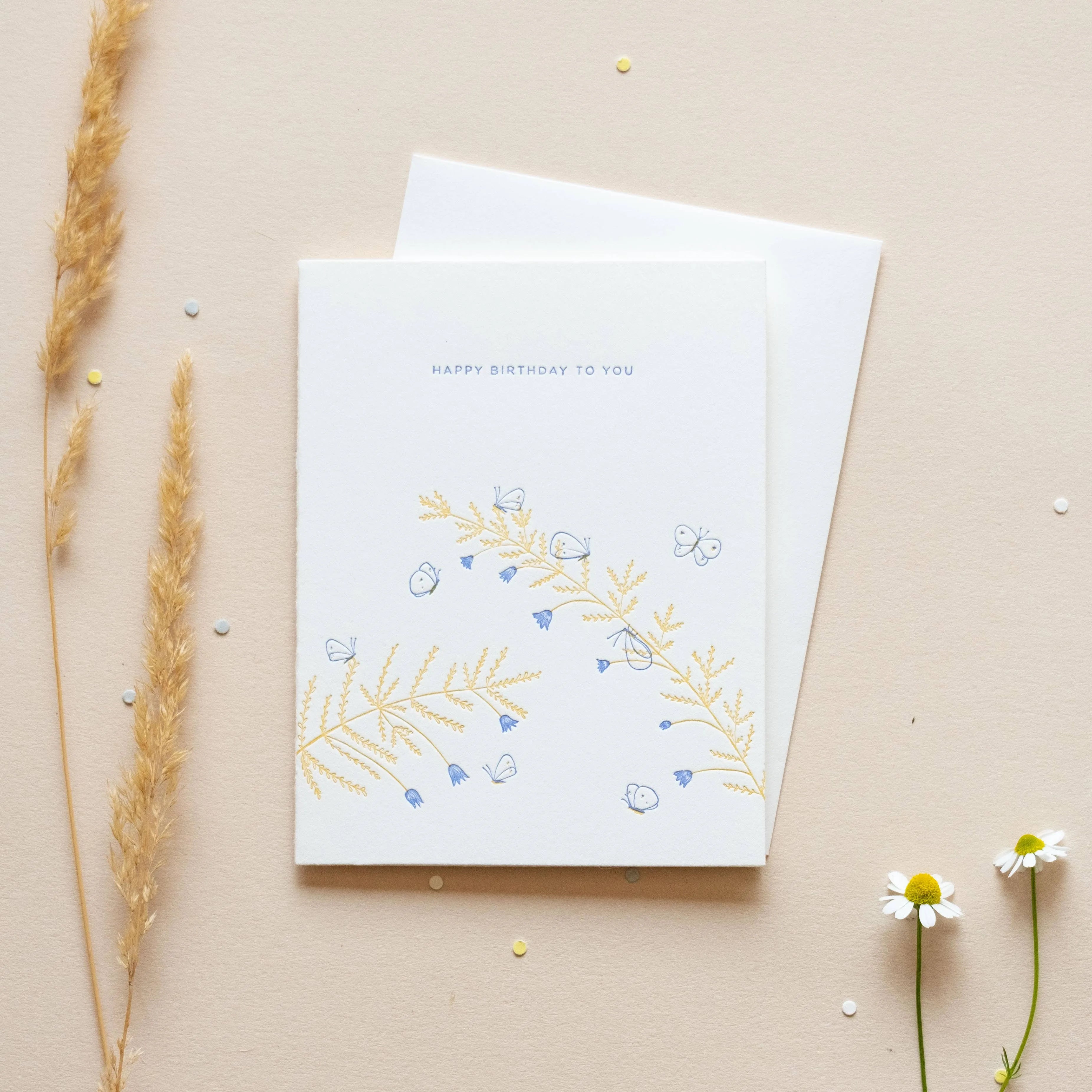 Homework Letterpress Butterflies Birthday Card