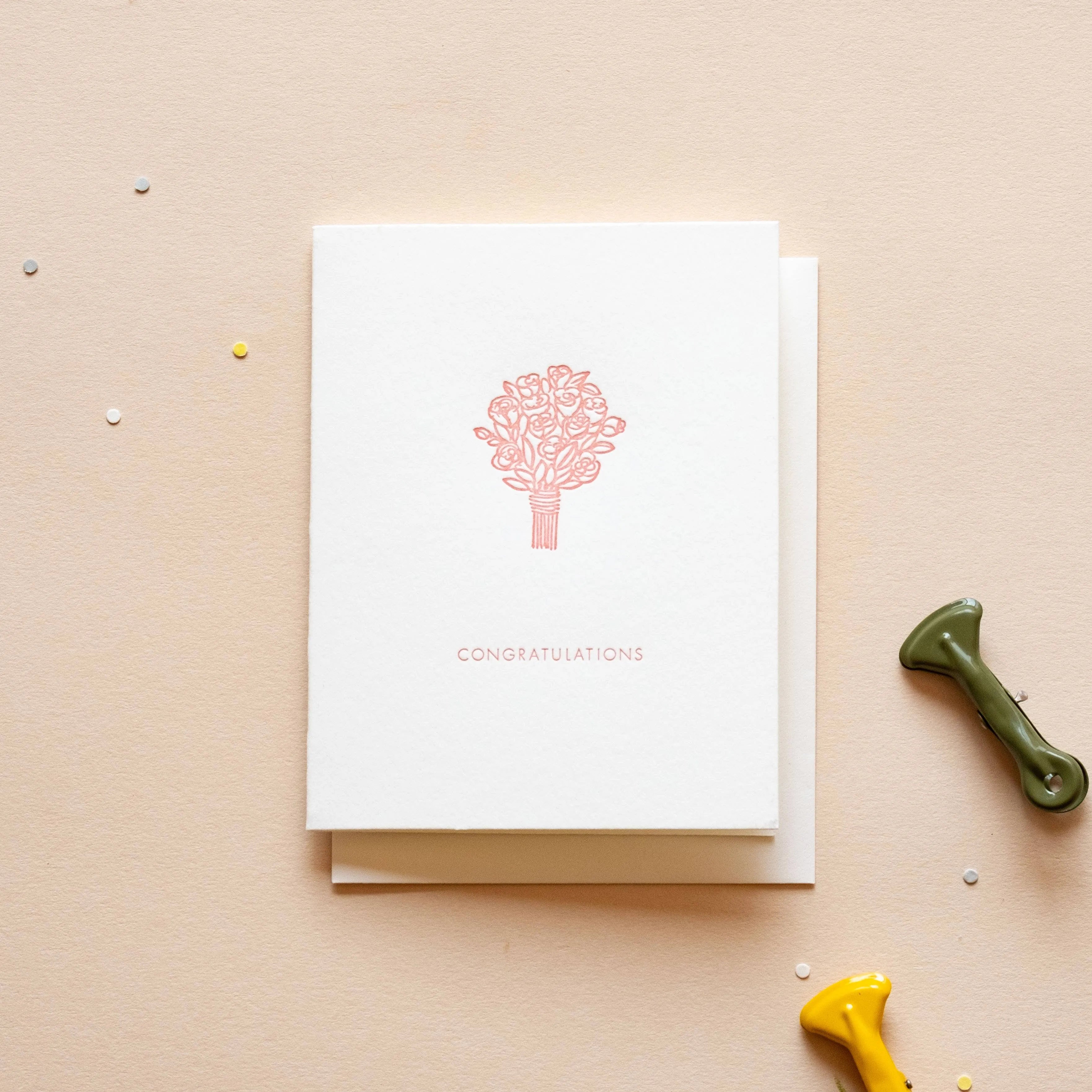 Homework Letterpress Congratulations Bouquet Wedding Card