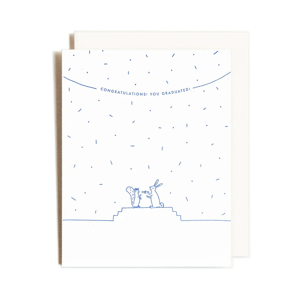 Homework Letterpress Squirrel Congratulations Graduation Card