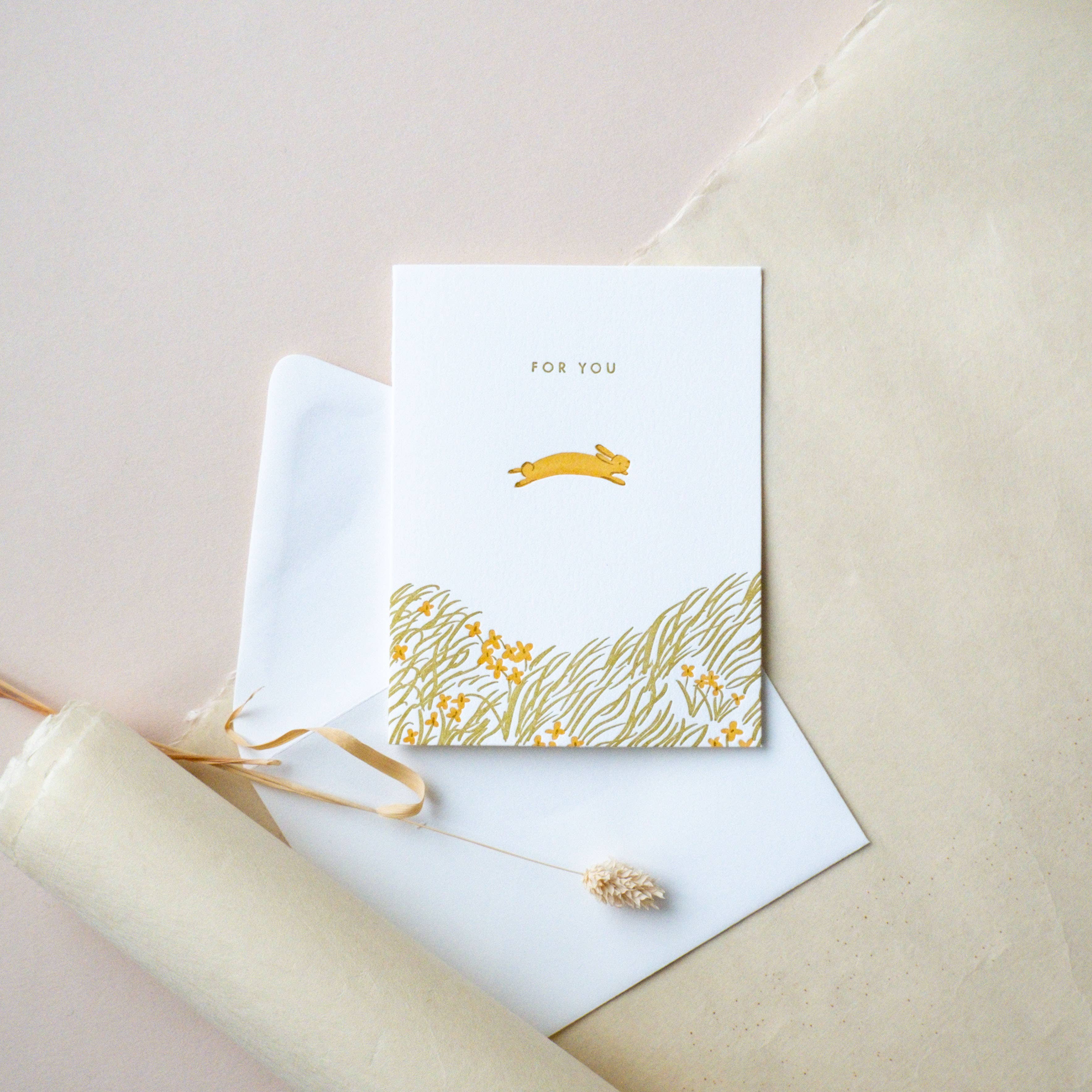 Homework Letterpress For You Bunny Card