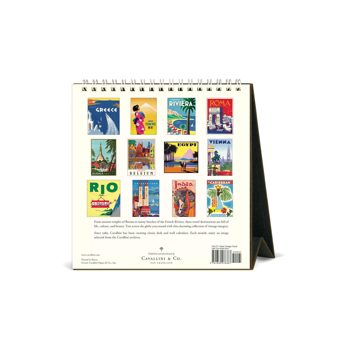 Cavallini Vintage Travel Desk Calendar 2027