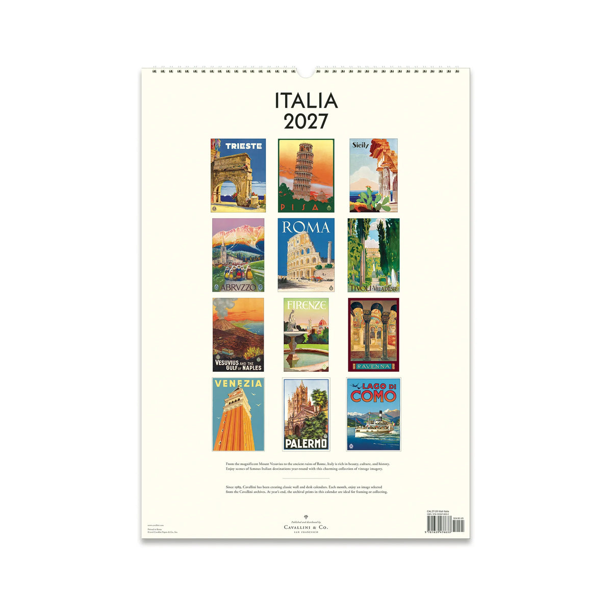 Cavallini Italia Wall Calendar 2027