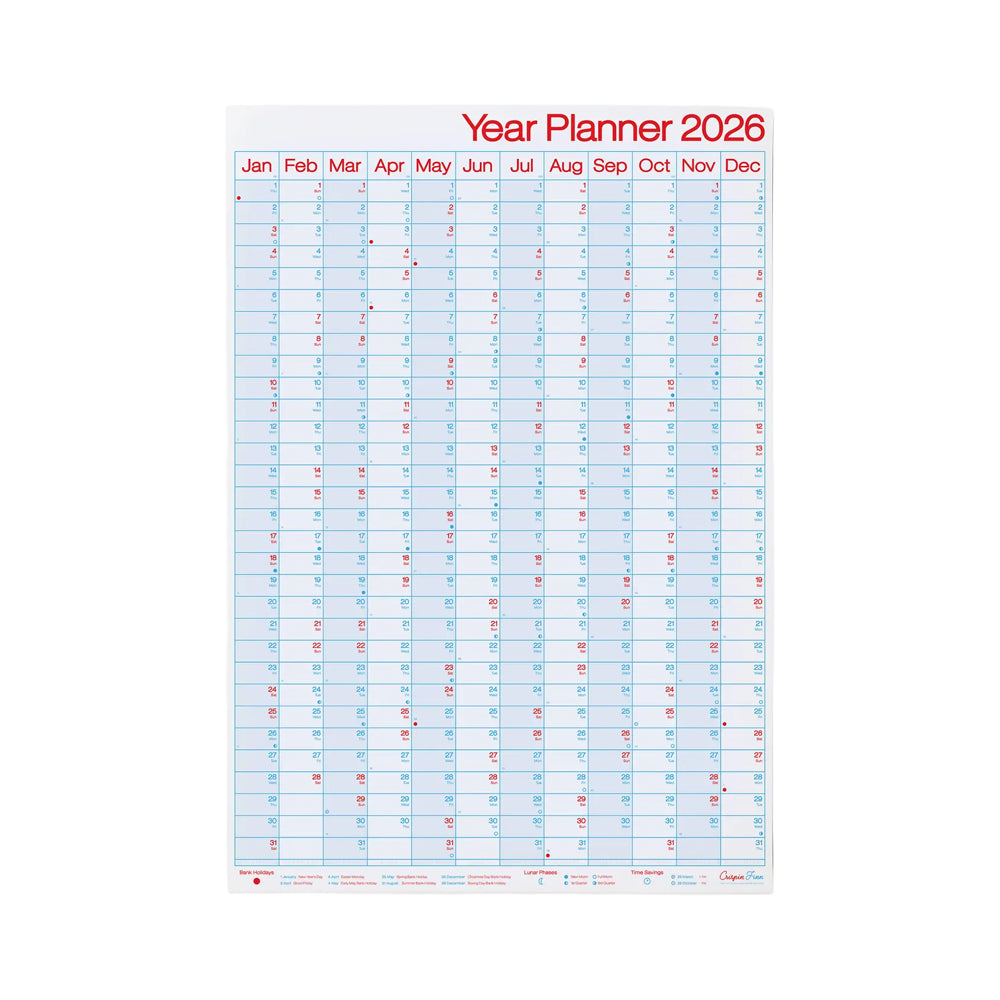 Crispin Finn 2026 Year Planner – Portrait Wall Calendar