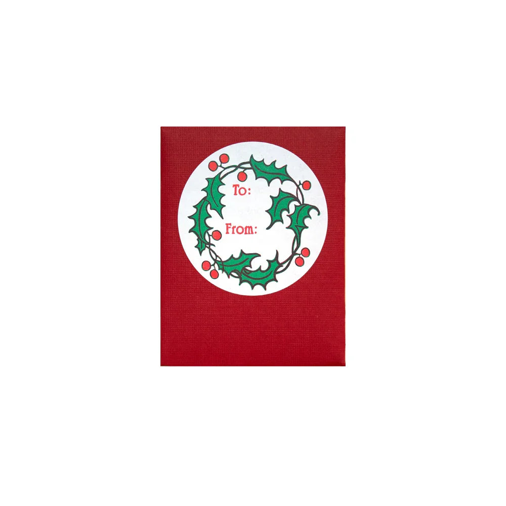 Saturn Press Round Holly Gift Labels Pack of 10