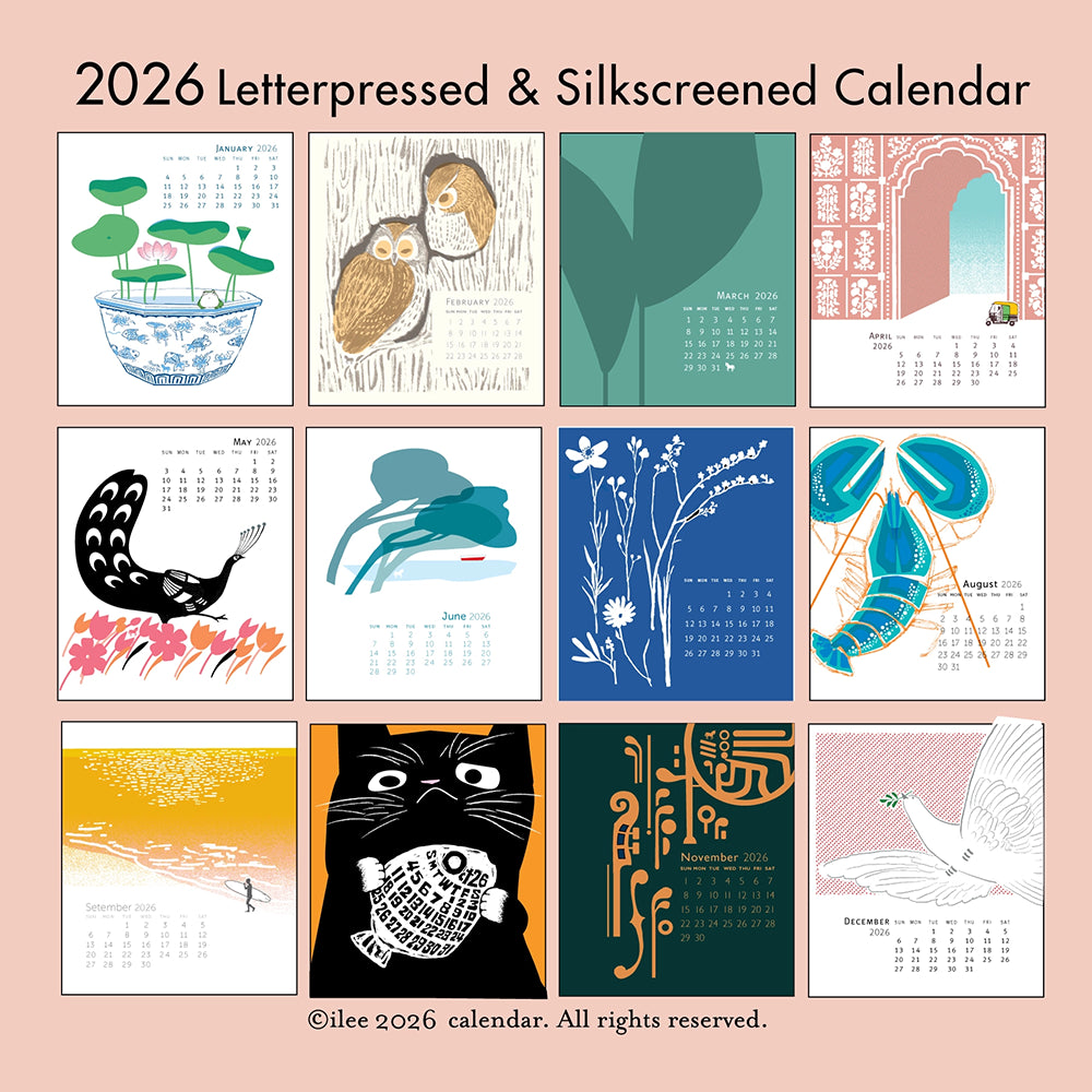 Ilee Letterpress & Silkscreen Desk Calendar 2026