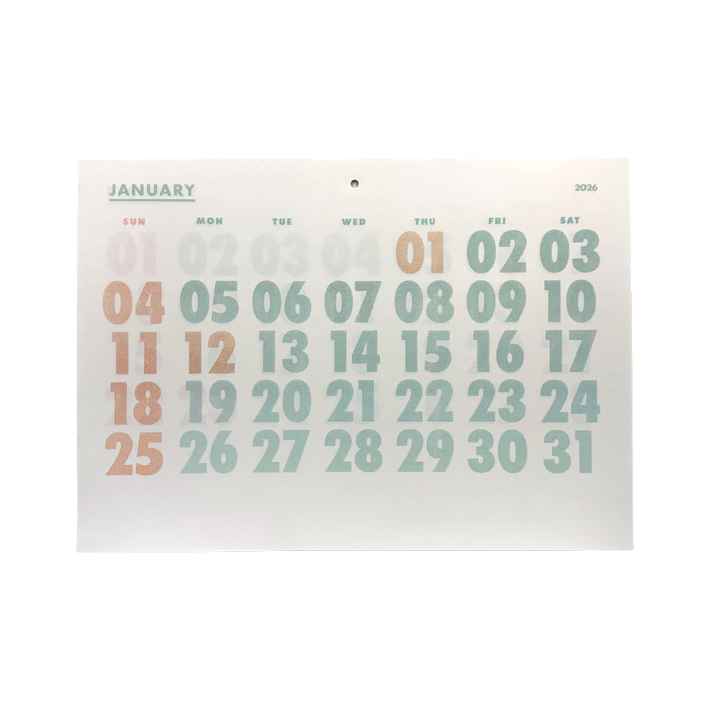 Tomigaya Letterpress Risograph Wall Calendar 2026