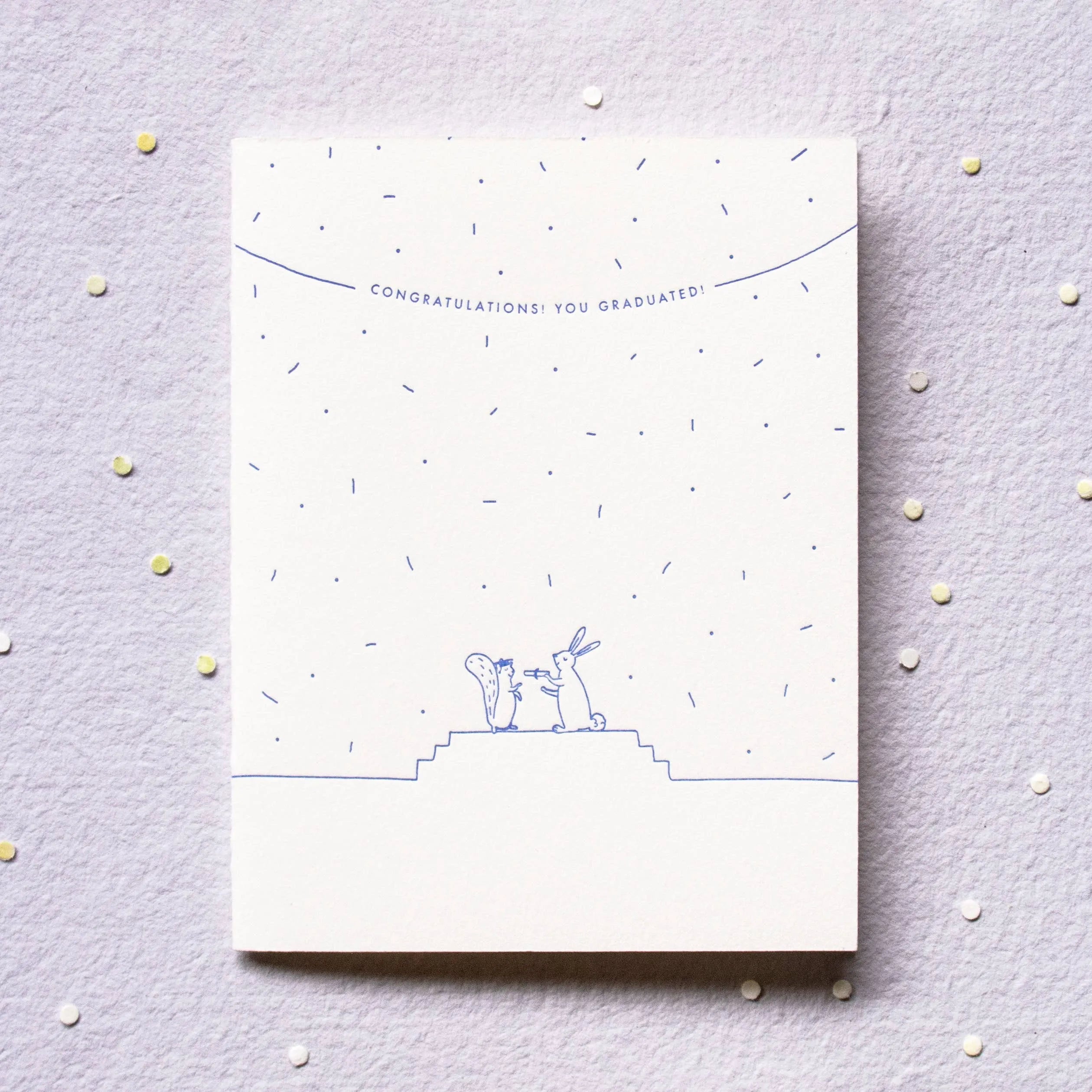 Homework Letterpress Squirrel Congratulations Graduation Card