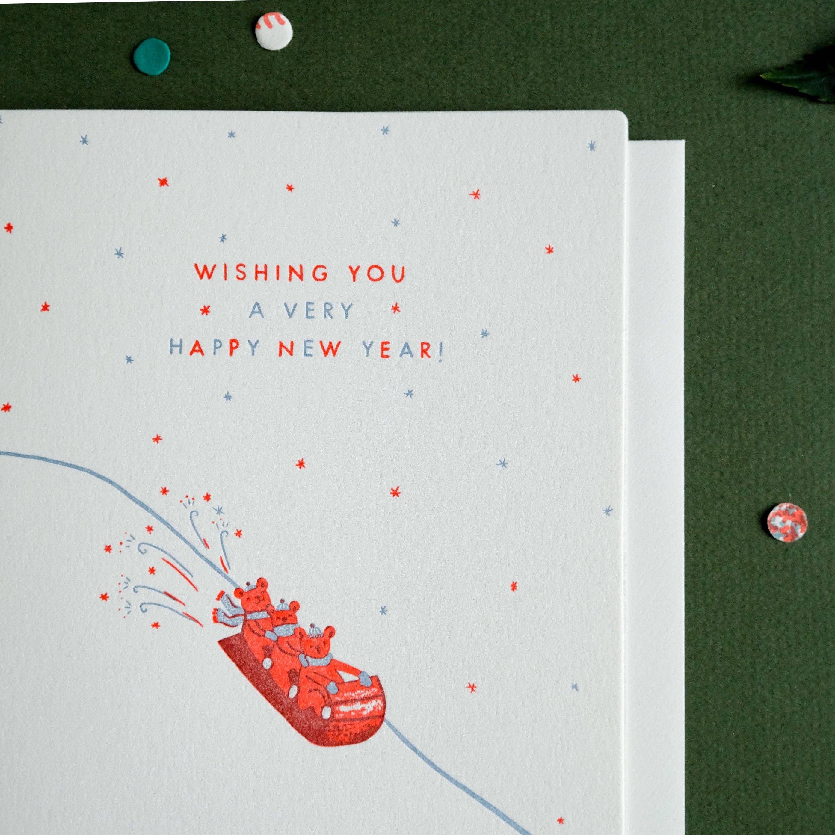Homework Letterpress New Year Sled Holiday Card