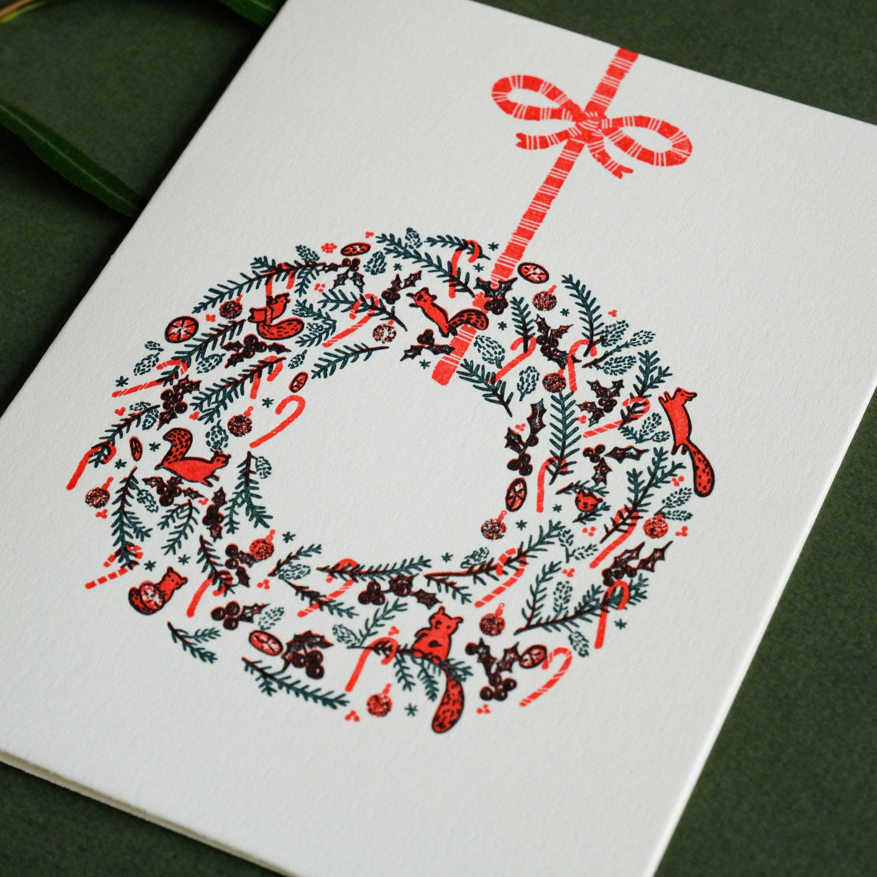 Homework Letterpress Wreath Holiday Card